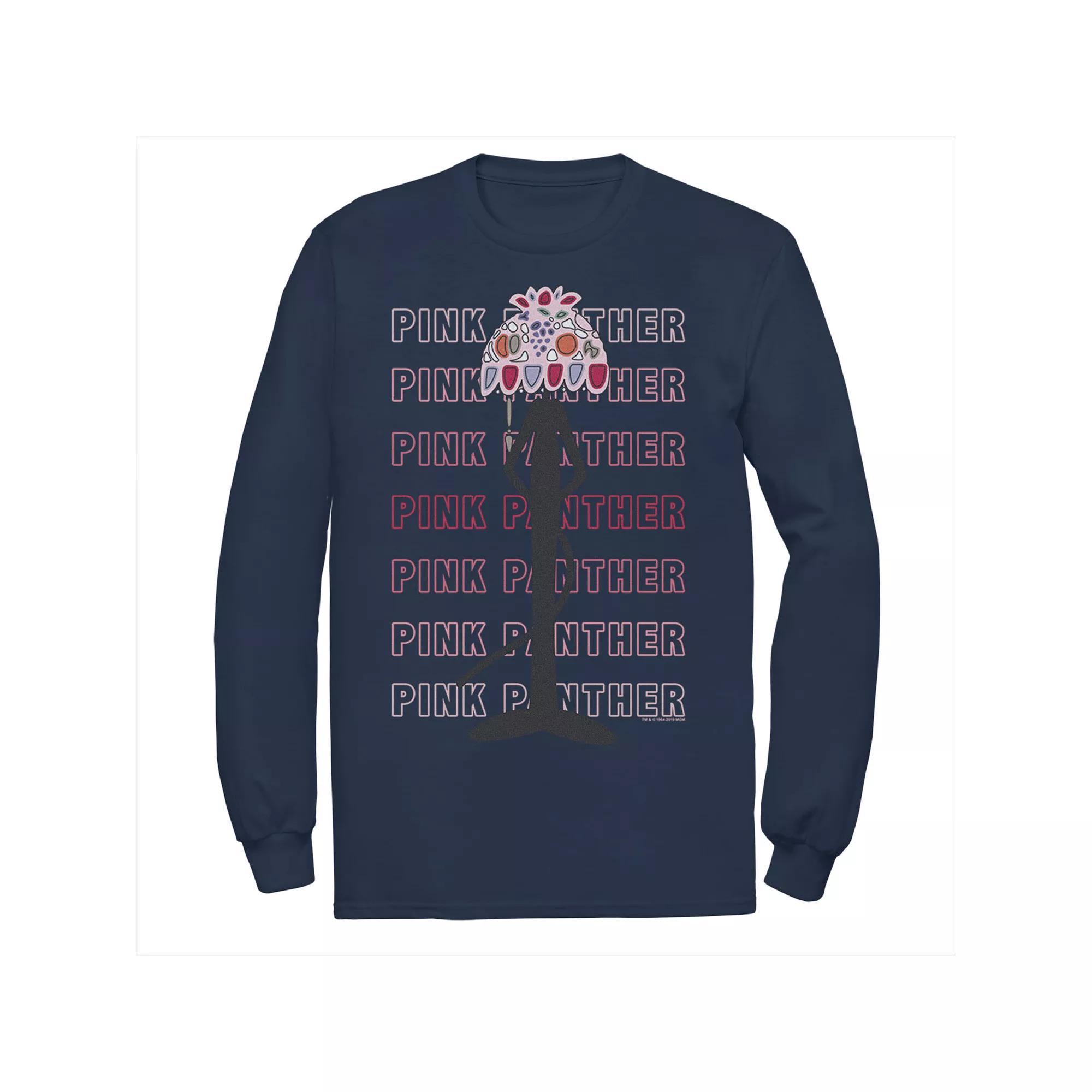 Men's Pink Panther Lampshade Silhouette Long Sleeve Graphic Tee, Size: XXL, Blue Product Image