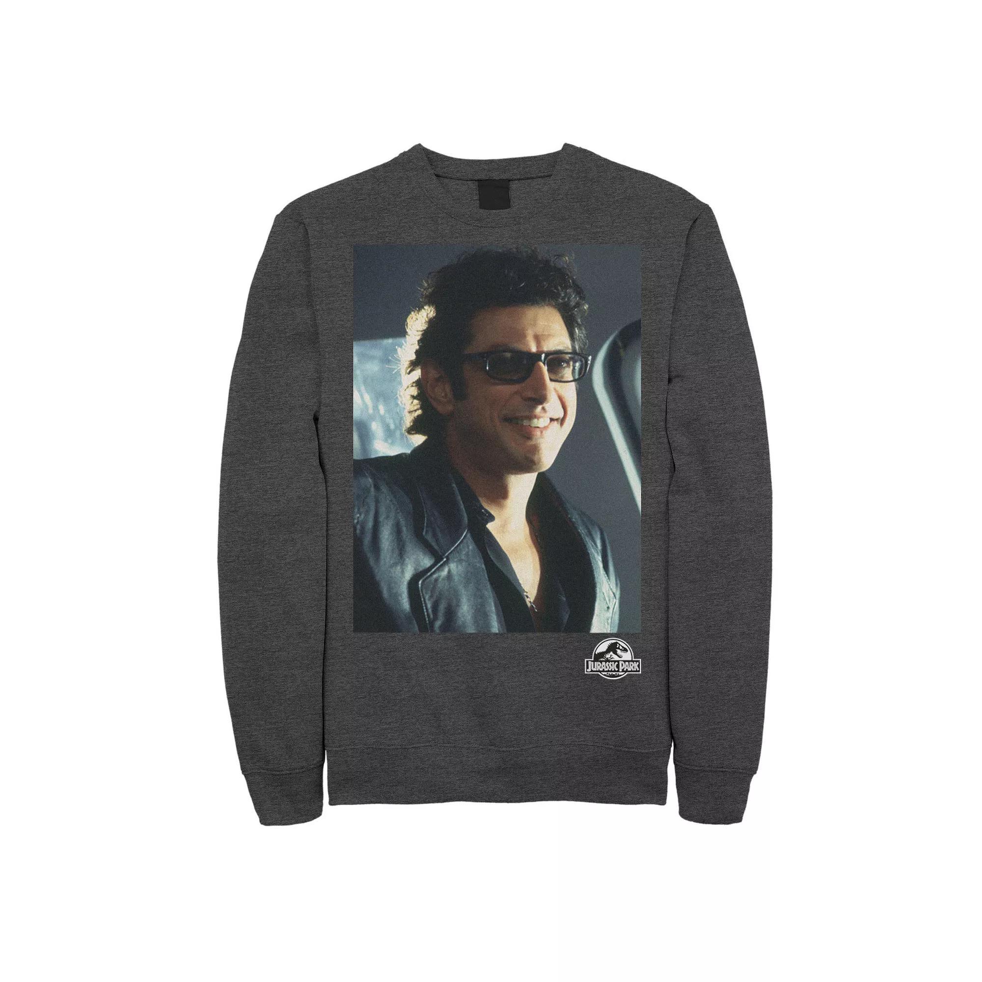 Men's Jurassic Park Goldblum Sly Smile Sweatshirt, Size: Small, Grey Heather Product Image