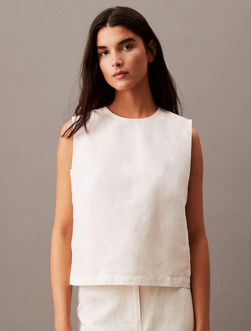 Calvin Klein Women's Linen Blend Midi Skirt - White - 33 Product Image