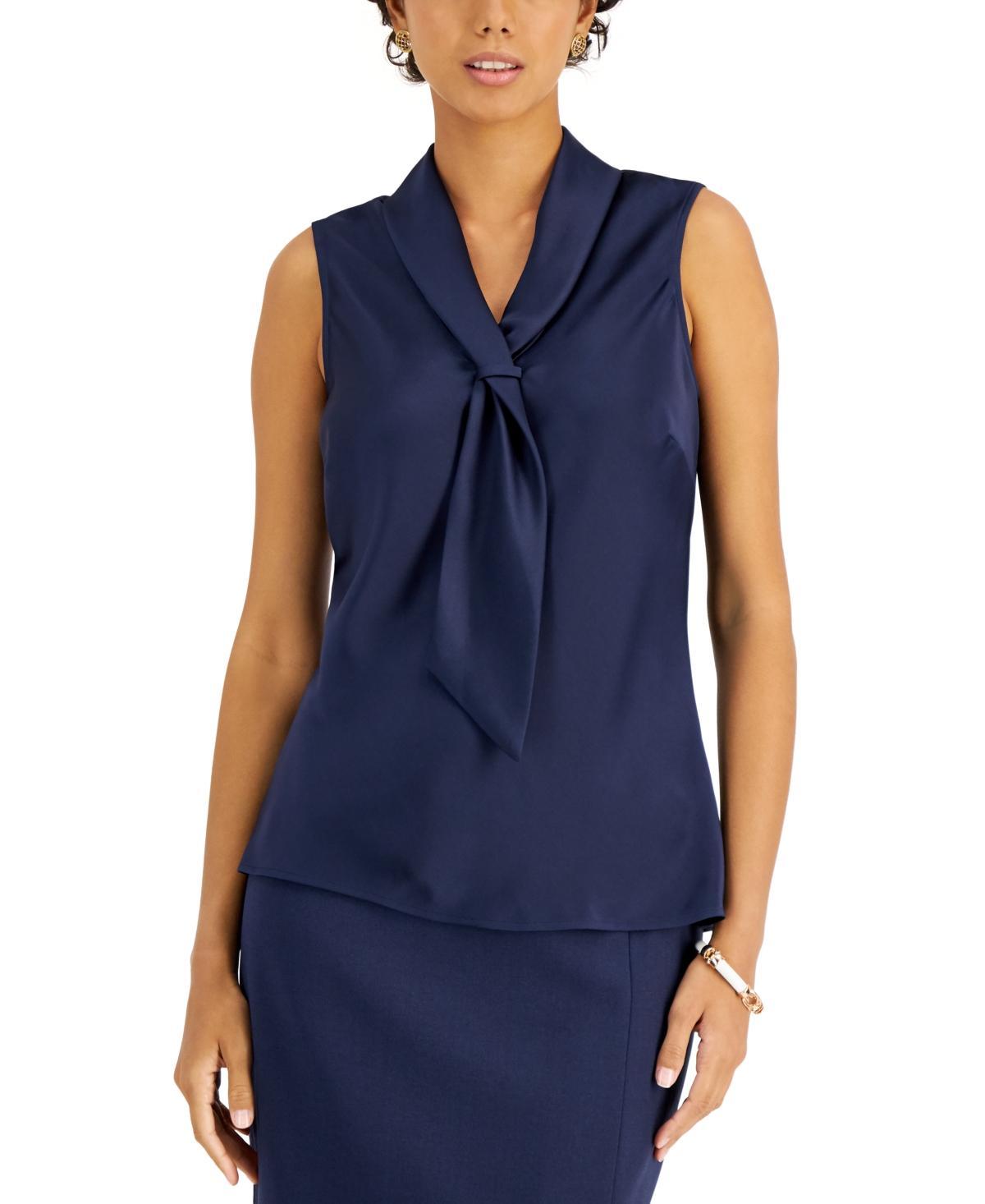 Tahari Asl Sailor-Style Tie-Neck Sleeveless Top Product Image