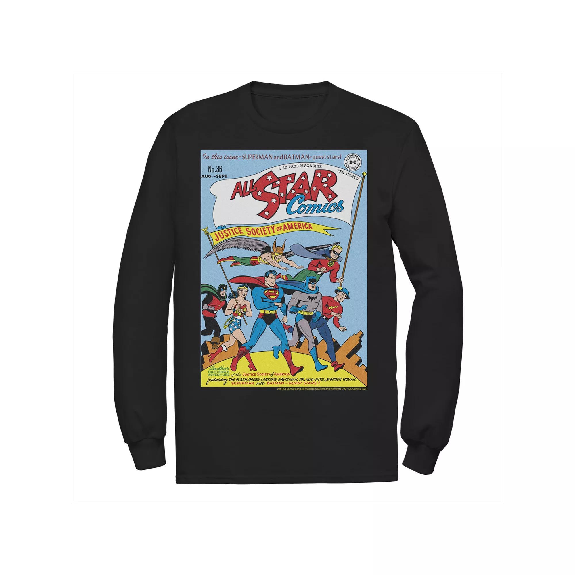 Men's Justice League All Star Comics Vintage Cover Tee, Size: Medium, Black Product Image
