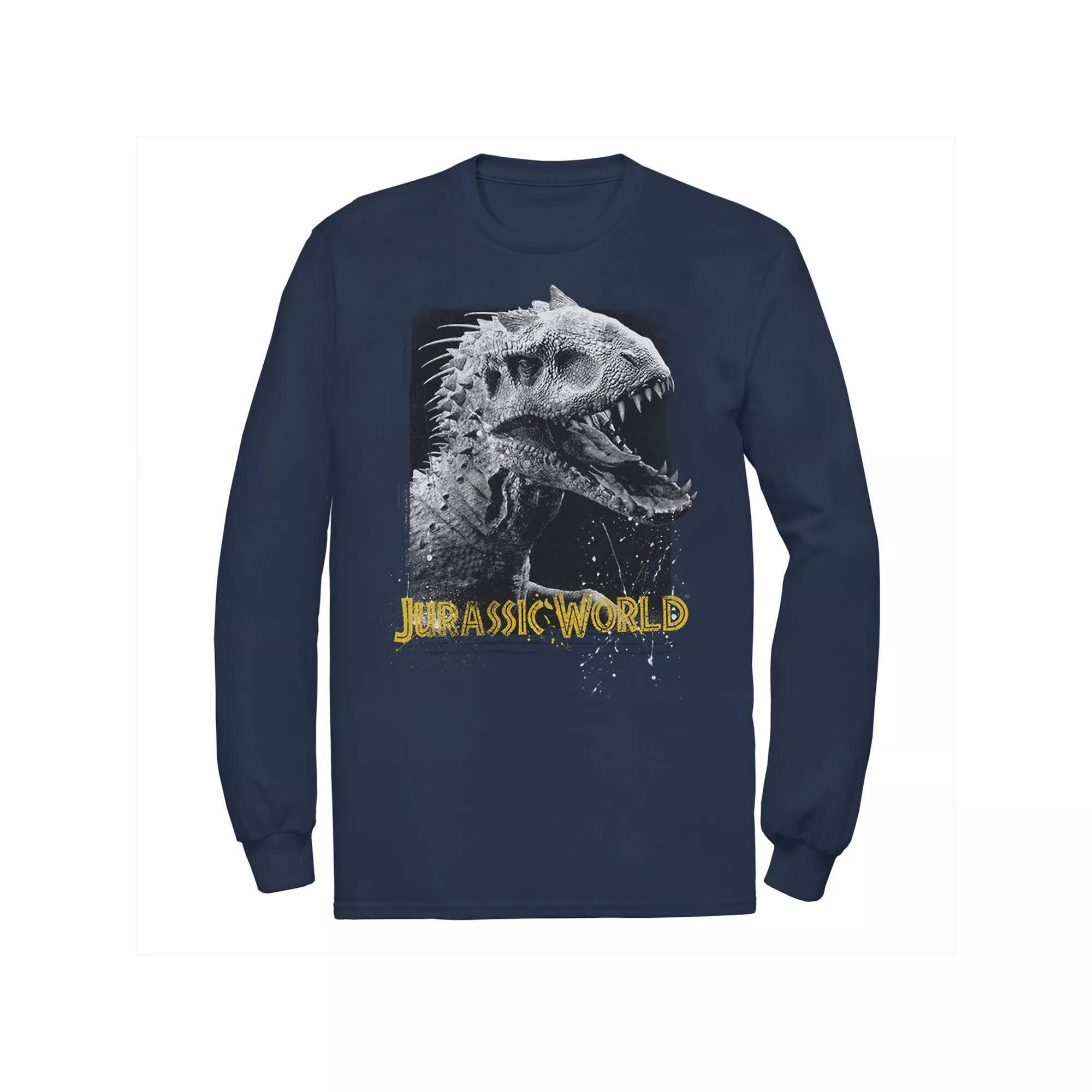 Men's Jurassic World Indominus Rex Profile View Long Sleeve Graphic Tee, Size: Small, Blue Product Image