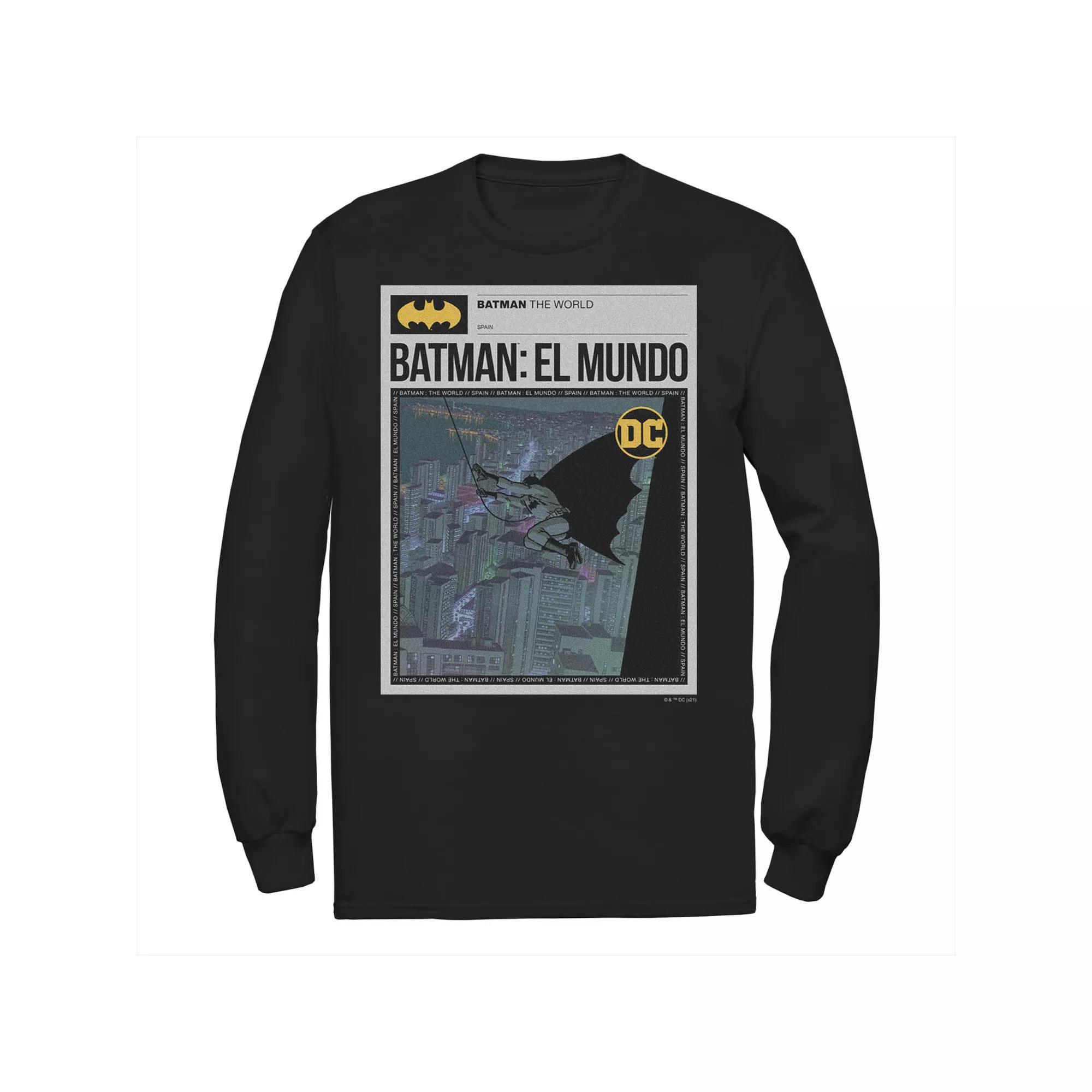 Men's Batman: El Mundo Mexico News Poster Tee, Size: Medium, Black Product Image