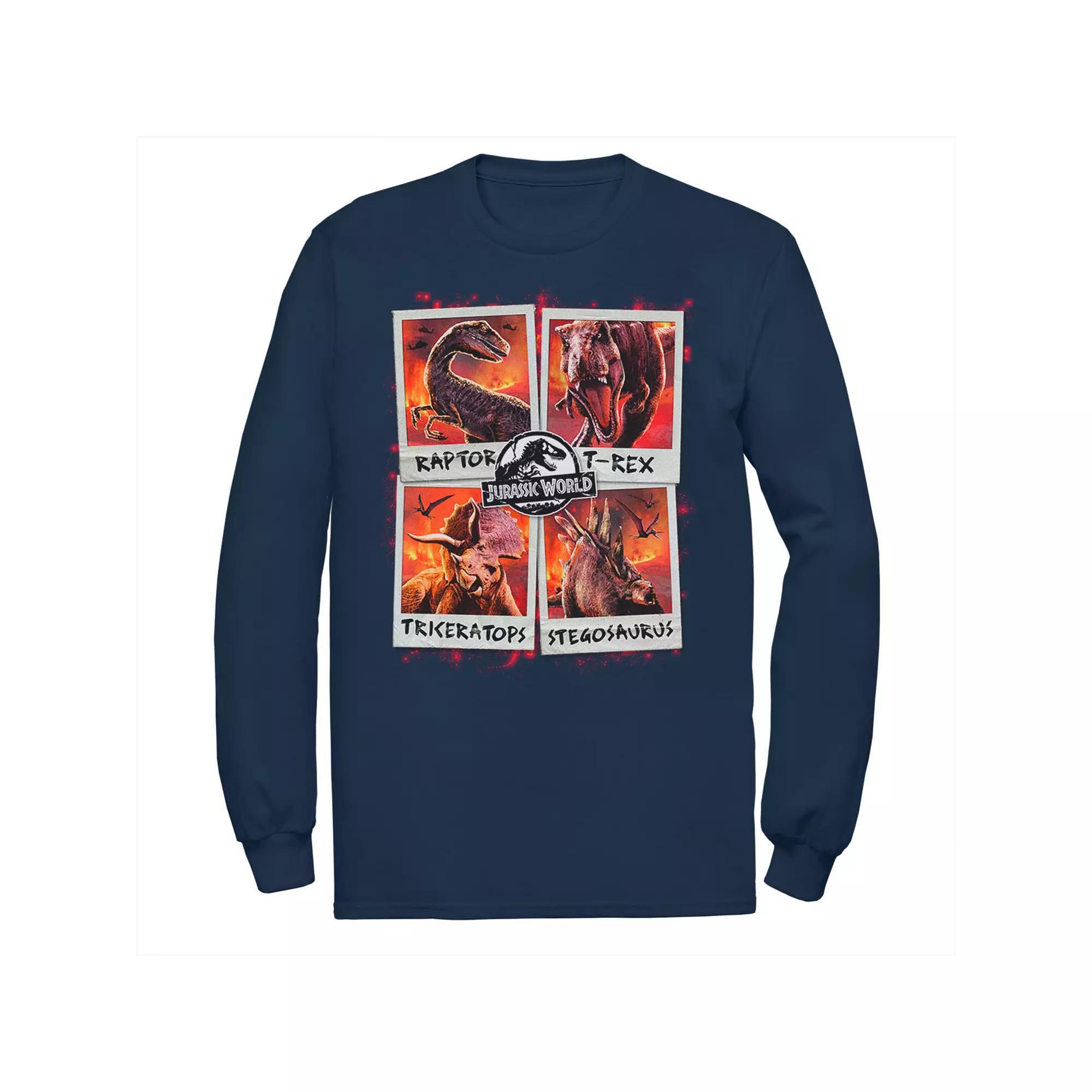 Men's Jurassic World Two Dino Vacation Polaroids Tee, Size: Small, Blue Product Image