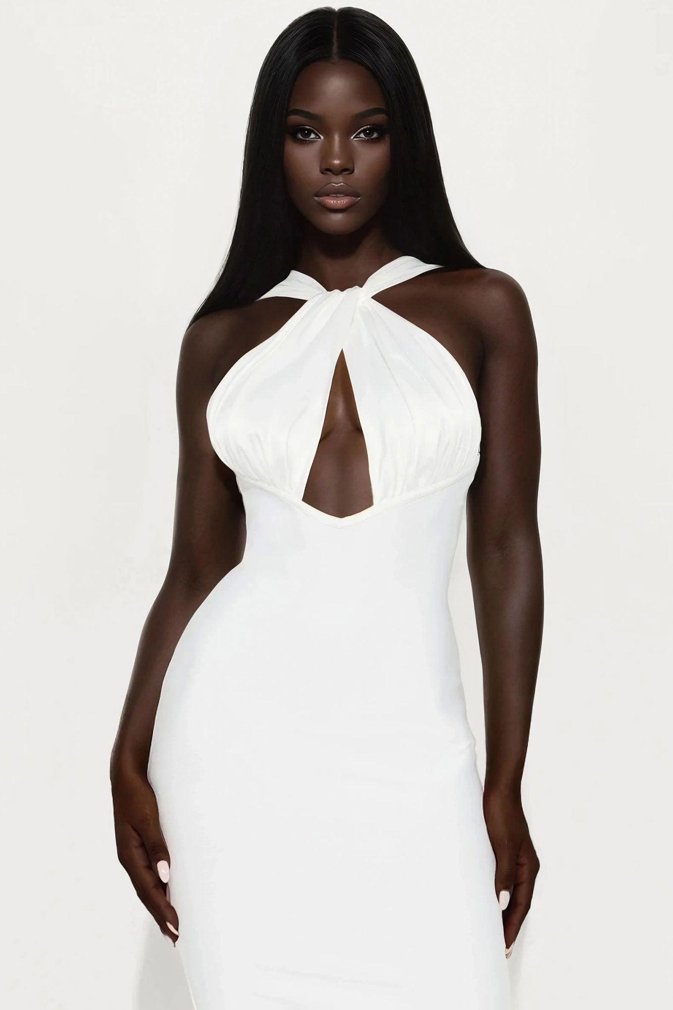 Renalda Bandage Midi Dress - White Product Image