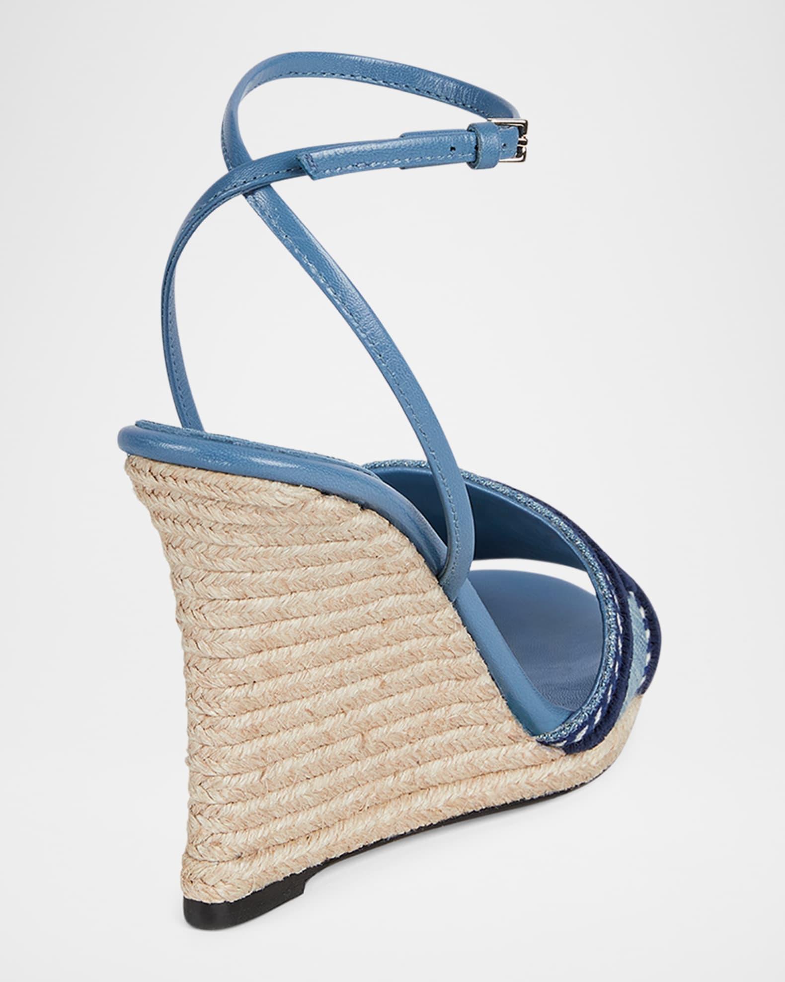 Ines Logo Denim Wedge Espadrilles Product Image