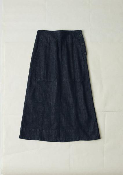 Patch Pocket Organic Indigo Denim Skirt | Indigo Product Image