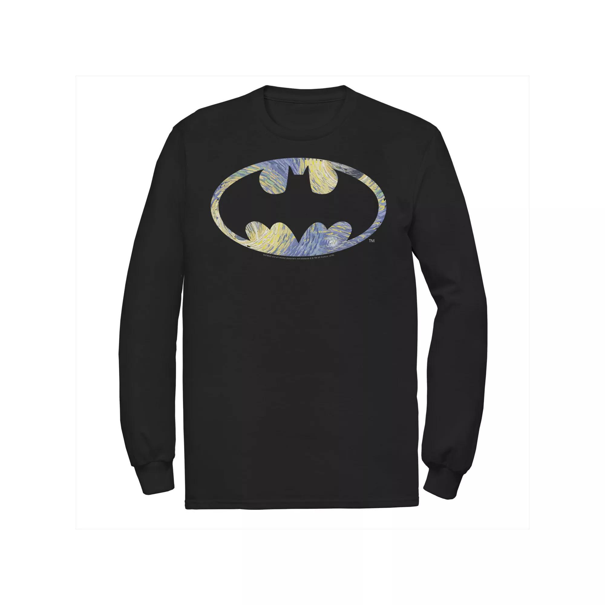 Men's DC Comics Batman Starry Night Logo Tee, Size: Small, Black Product Image