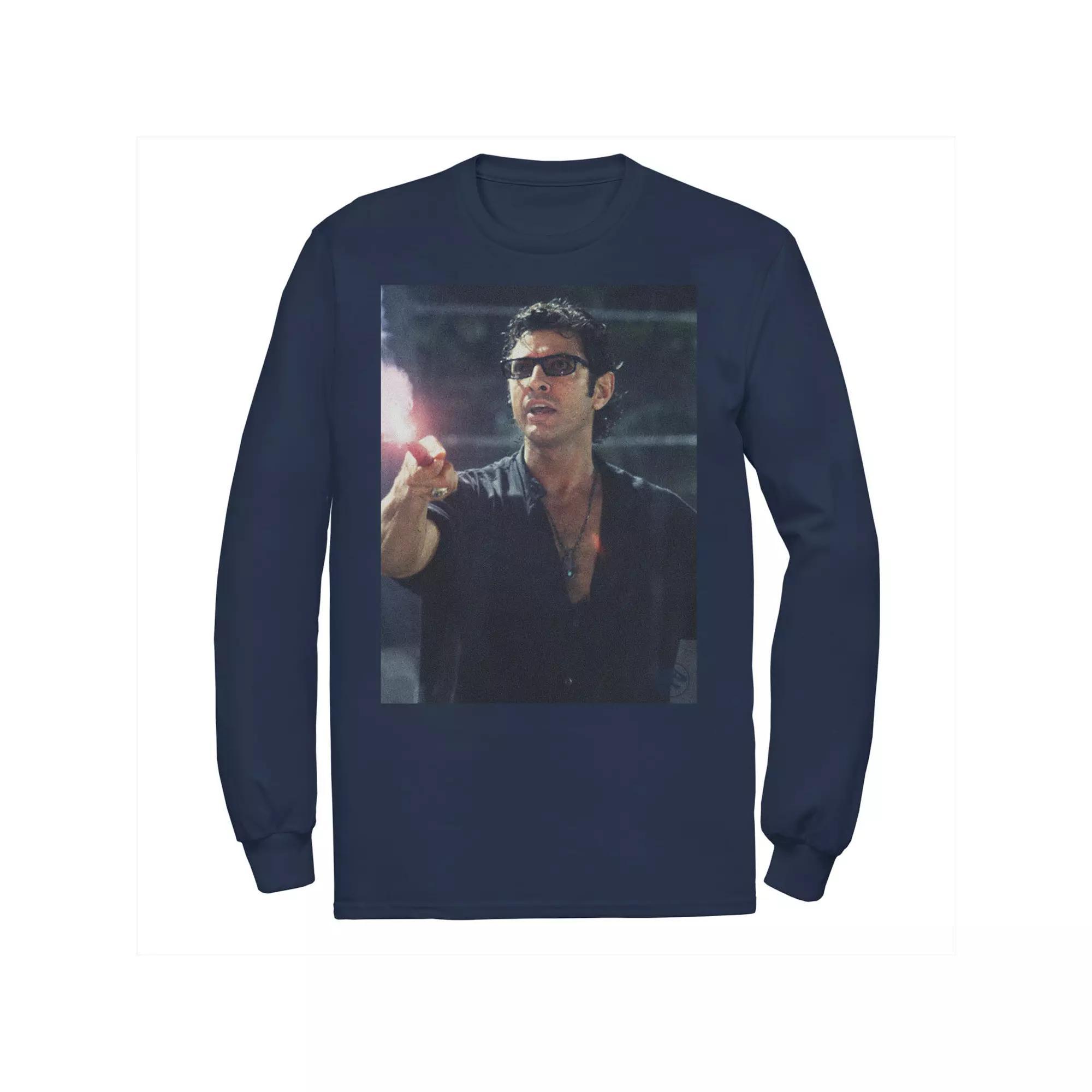 Men's Jurassic Park Ian Malcolm Road Flare Photo Long Sleeve Graphic Tee, Size: Large, Blue Product Image