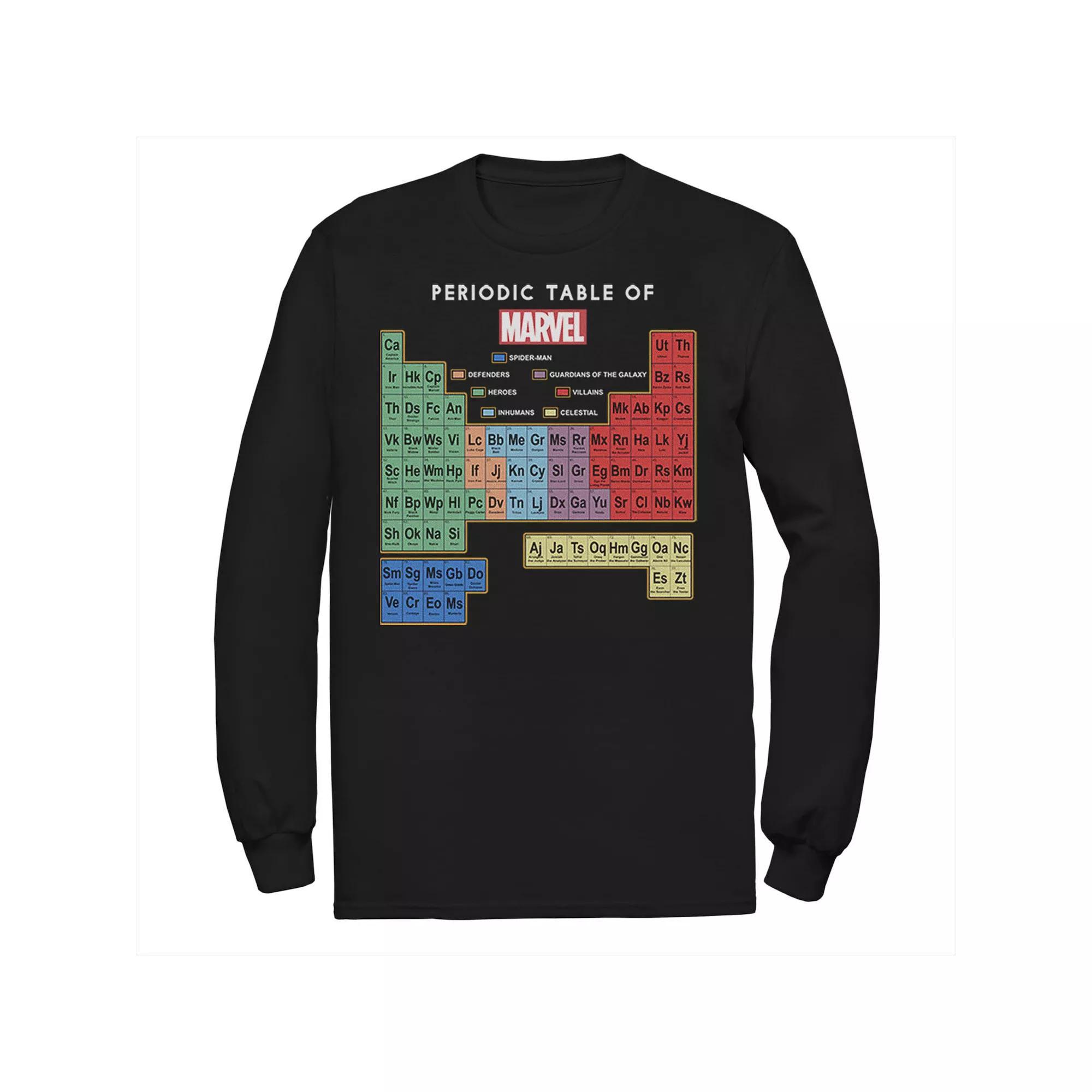 Big & Tall Marvel Ultimate Periodic Table Of Elements Long Sleeve Tee, Men's, Size: Large Tall, Black Product Image