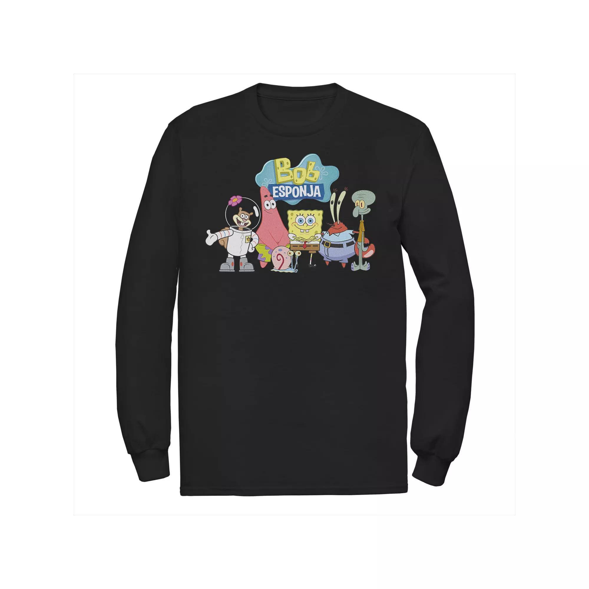 Men's Nickelodeon SpongeBob SquarePants Bob Esponja Happy Group Shot Long Sleeve Graphic Tee, Size: 3XL, Blue Product Image
