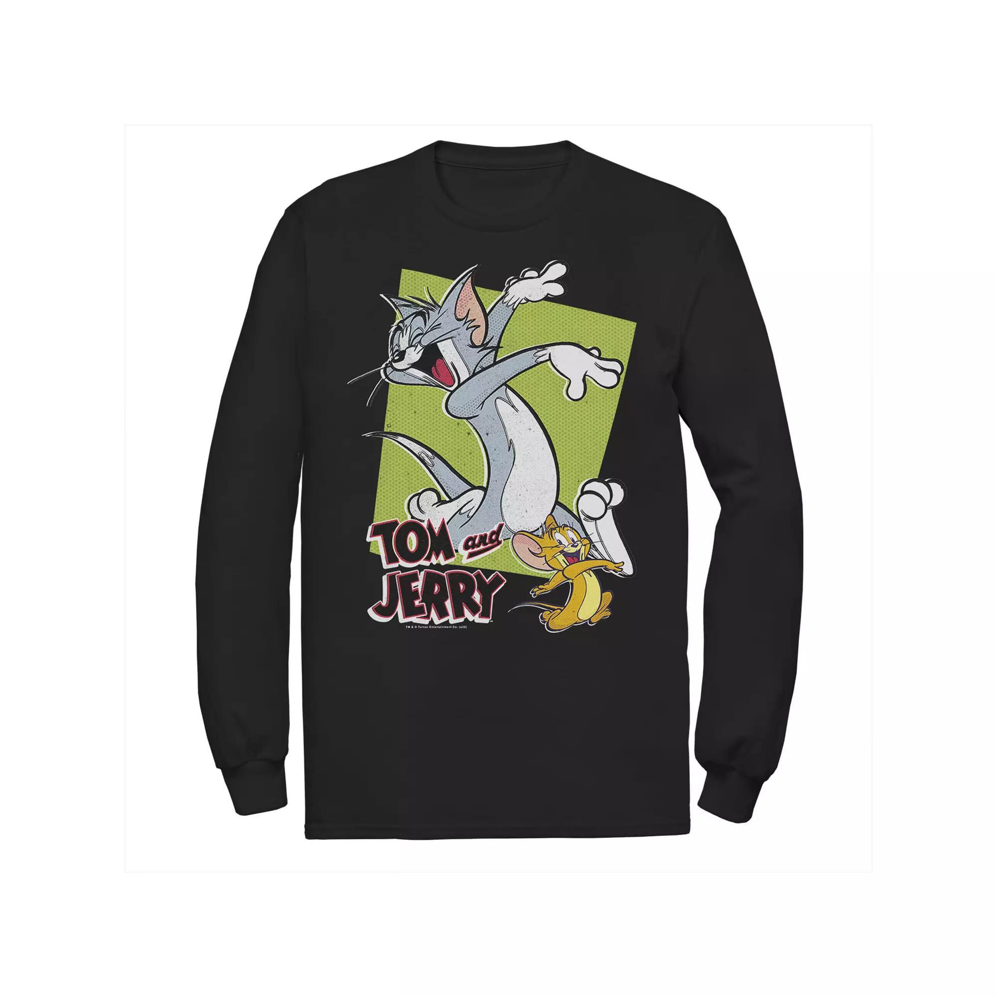 Mens Tom And Jerry Retro Style Green Box Portrait Tee, Men's, Size: Medium, Black Product Image