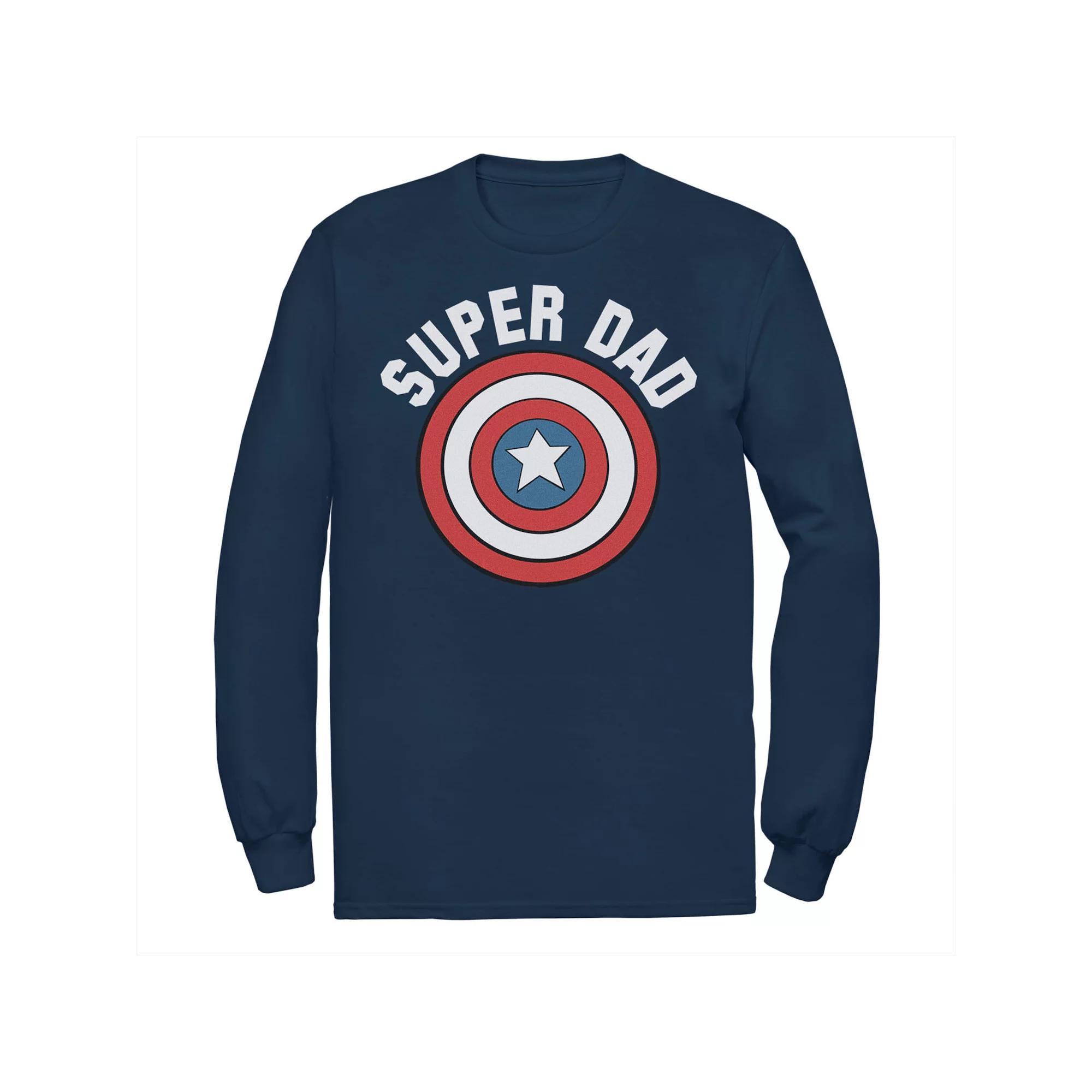 Men's Marvel Father's Day Super Dad Captain America Shield Tee, Size: XXL, Blue Product Image