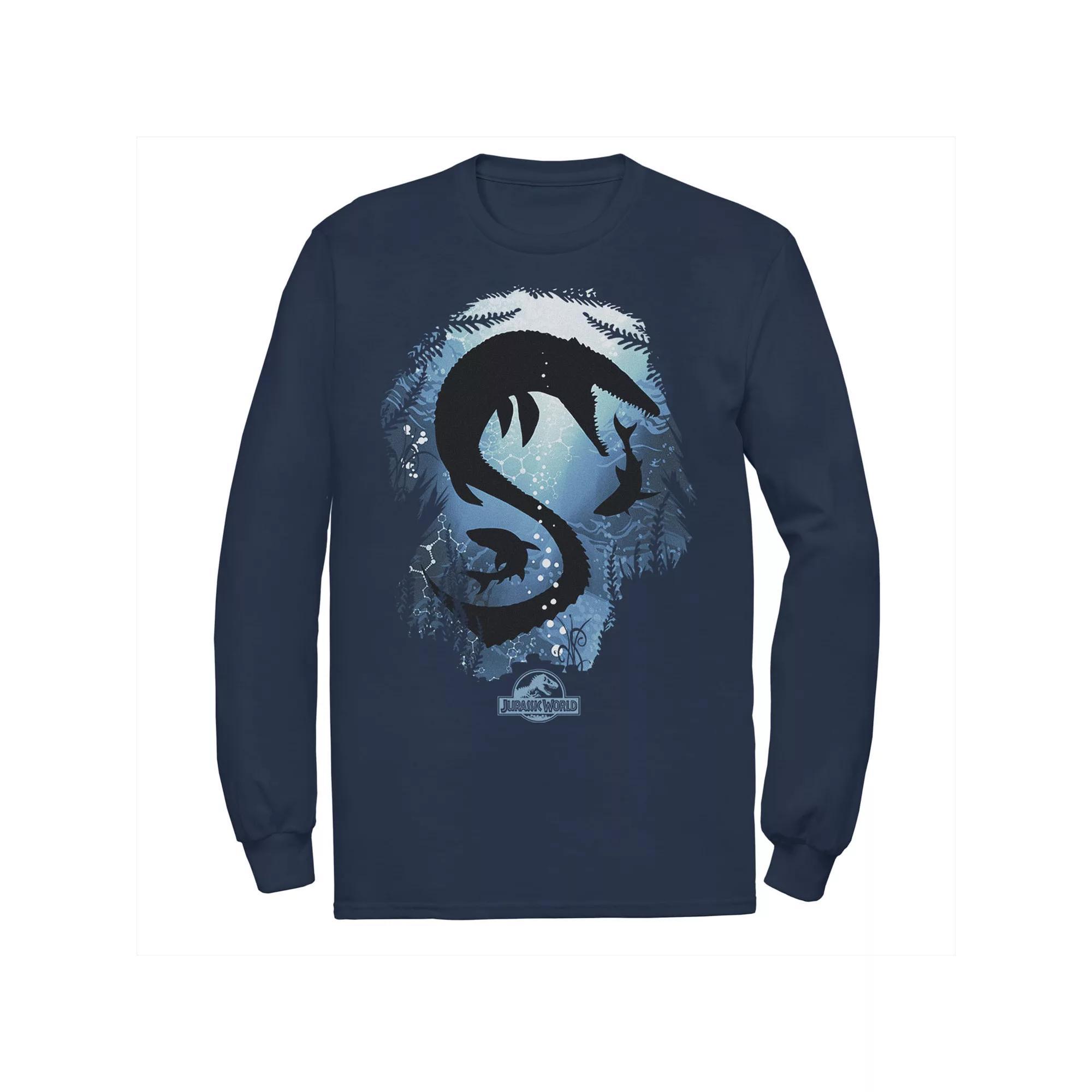 Men's Jurassic World Under Water Fears Long Sleeve Graphic Tee, Size: Large, Blue Product Image