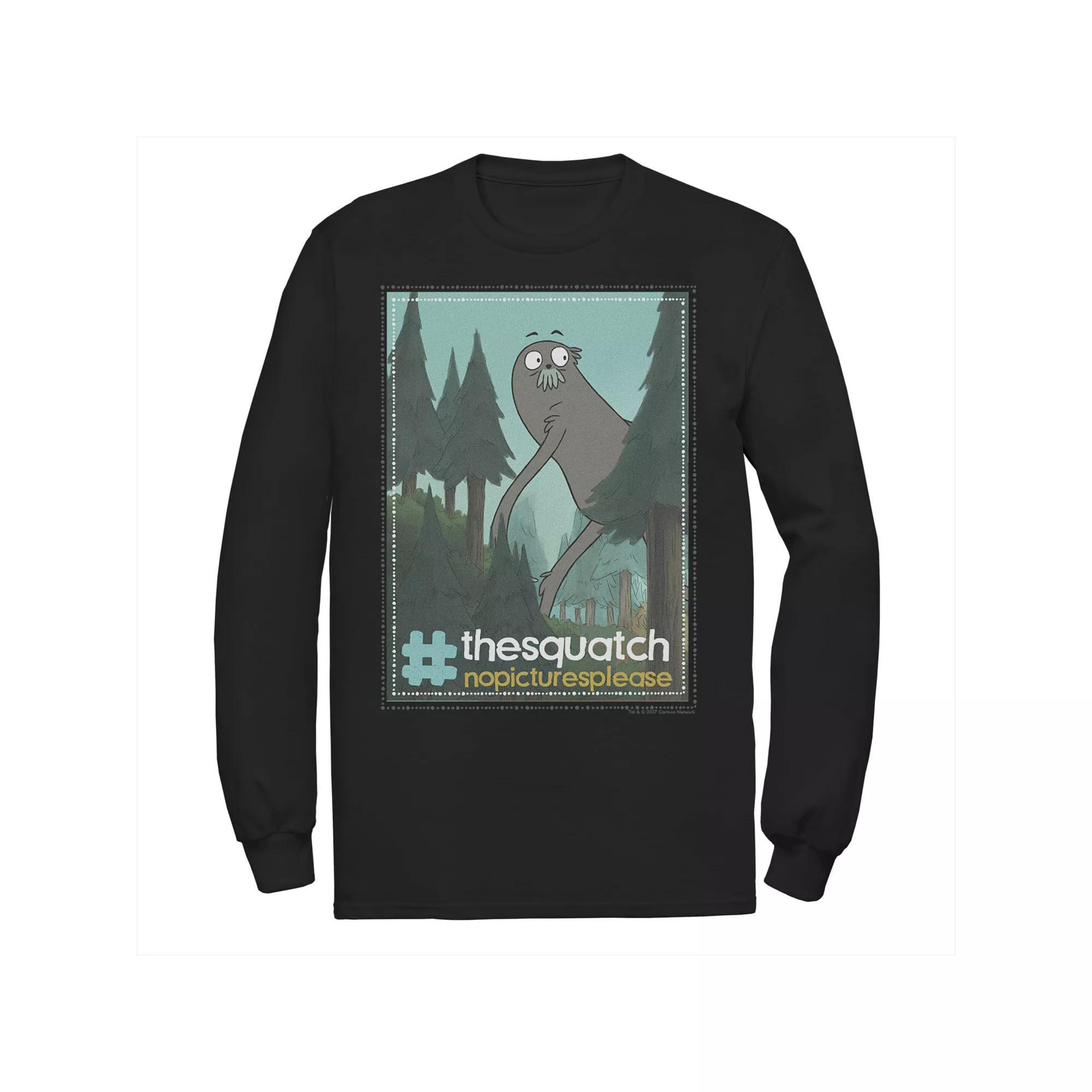 Men's Cartoon Network We Bare Bears Charlie The Squatch Hashtag Long Sleeve Tee, Size: Large, Black Product Image