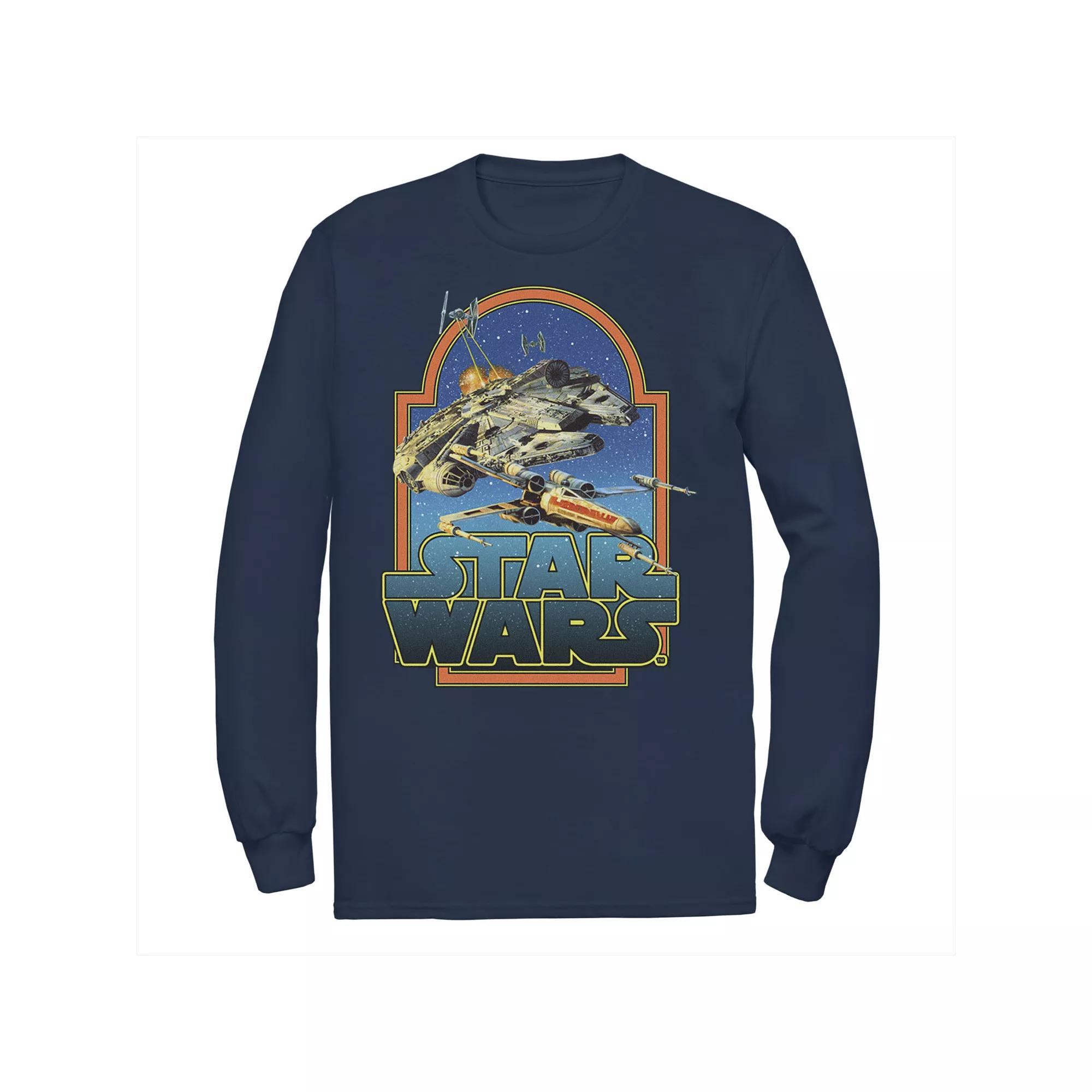 Men's Star Wars Framed Space Chase Logo Tee, Size: Small, Blue Product Image