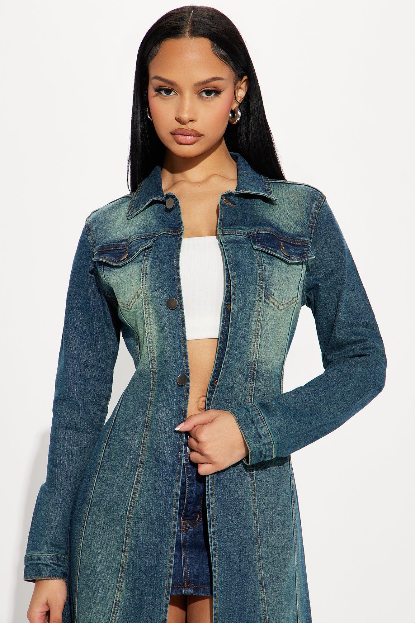 Follow My Lead Denim Trench - Dark Wash Product Image