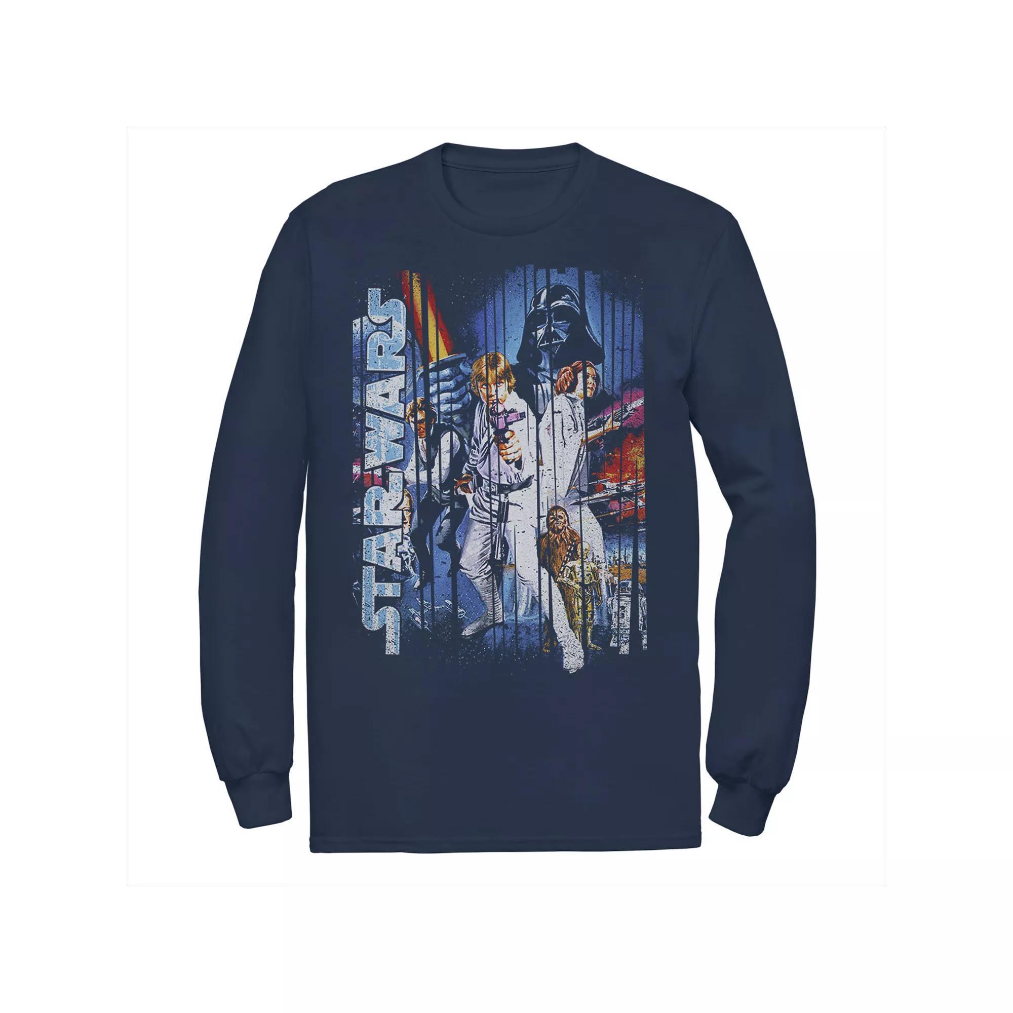 Men's Star Wars Classic Group Shot Striped Poster Tee, Size: Large, Blue Product Image