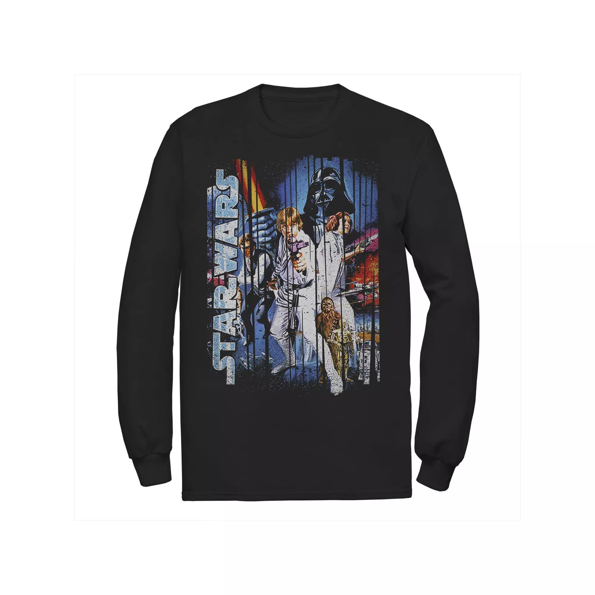 Men's Star Wars Classic Group Shot Striped Poster Tee, Size: Large, Blue Product Image