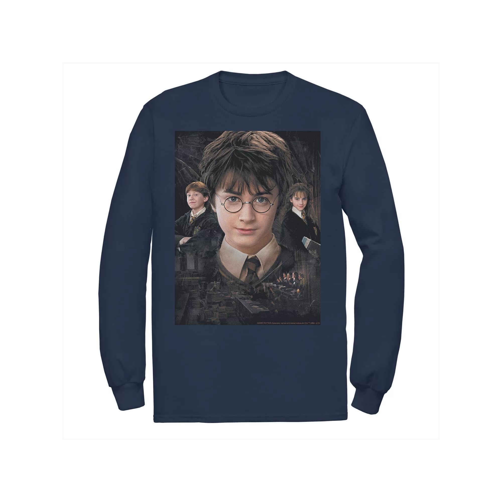 Men's Harry Potter Chamber Of Secrets Harry Ron Hermione Poster Tee, Size: XXL, Blue Product Image