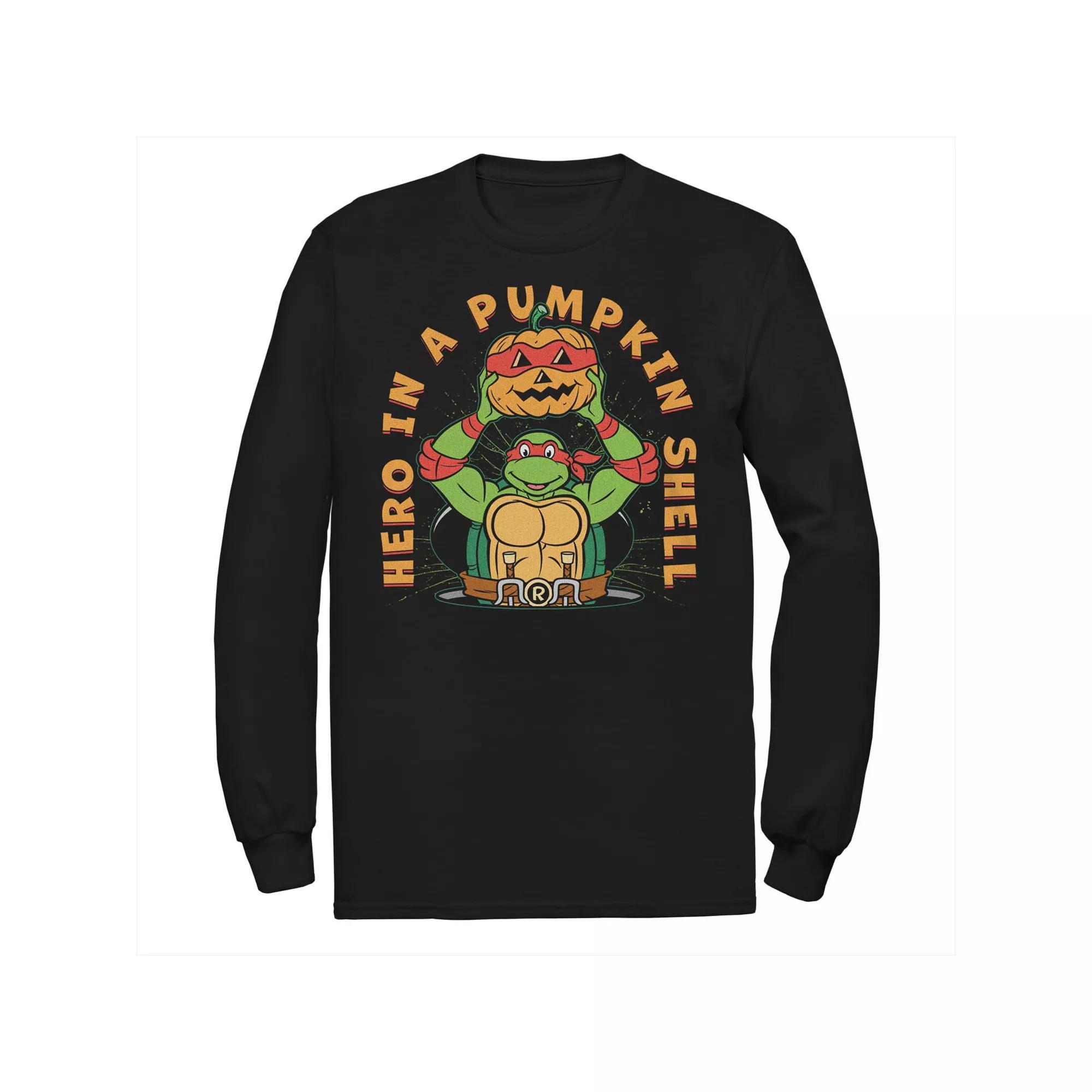 Big & Tall Teenage Mutant Ninja Turtles Hero In A Pumpkin Shell Long Sleeve Halloween Graphic Tee, Men's, Size: Large Tall, Black Product Image