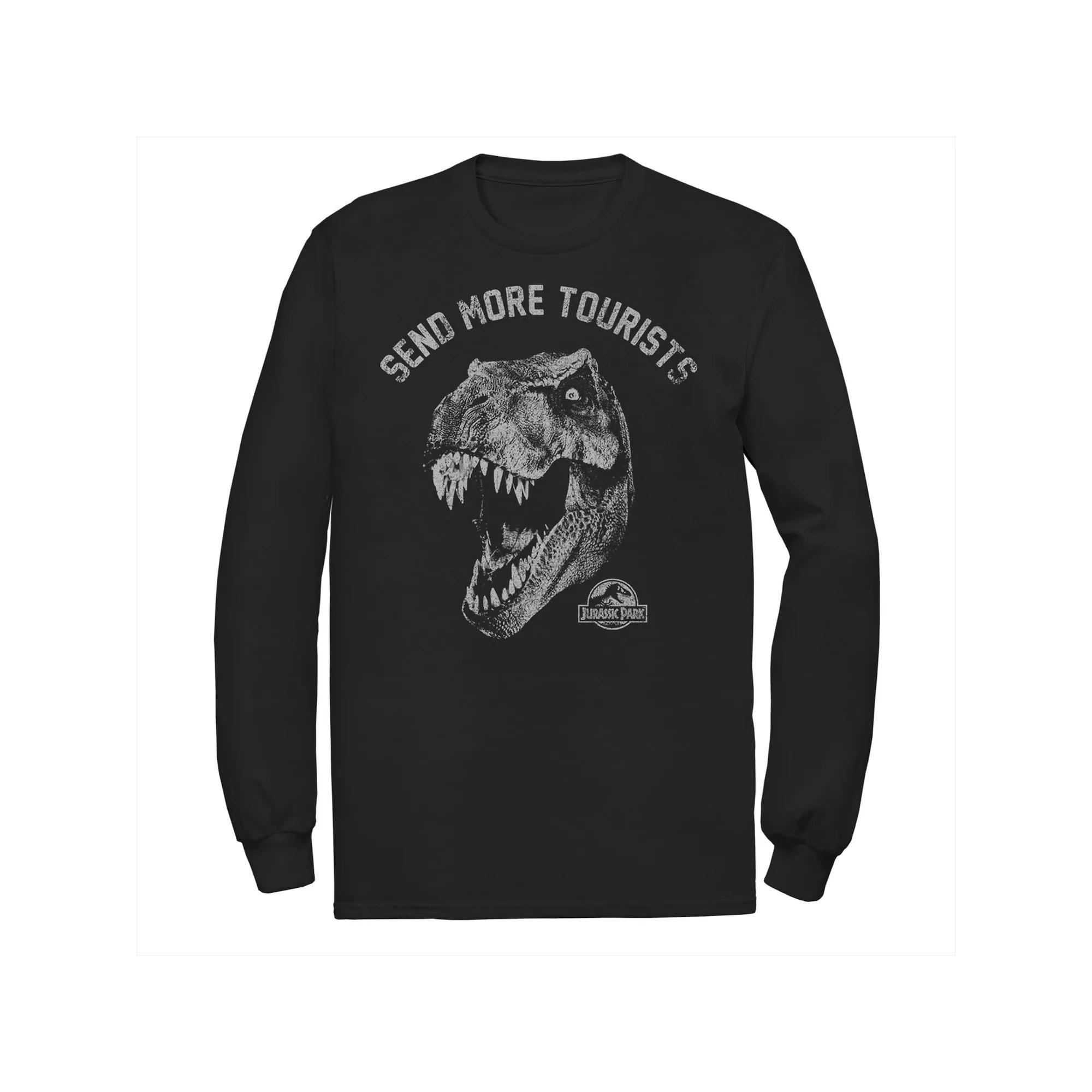 Mens Jurassic Park Tyrannosaurous Says Send More Tourists Tee Blue Product Image