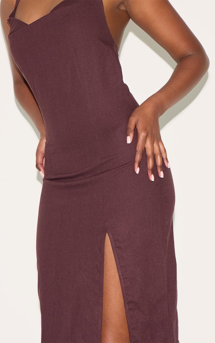 Chocolate Woven Halterneck Maxi Dress Product Image