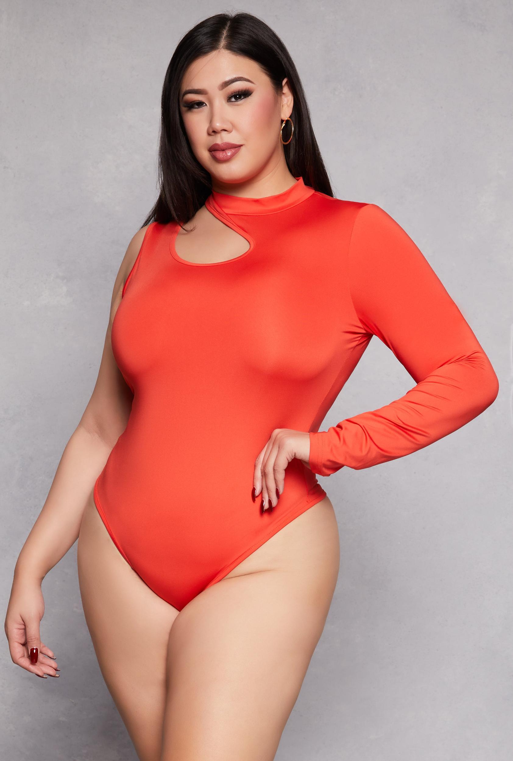Womens Plus Size Daisy Keyhole Shoulder Bodysuit Product Image