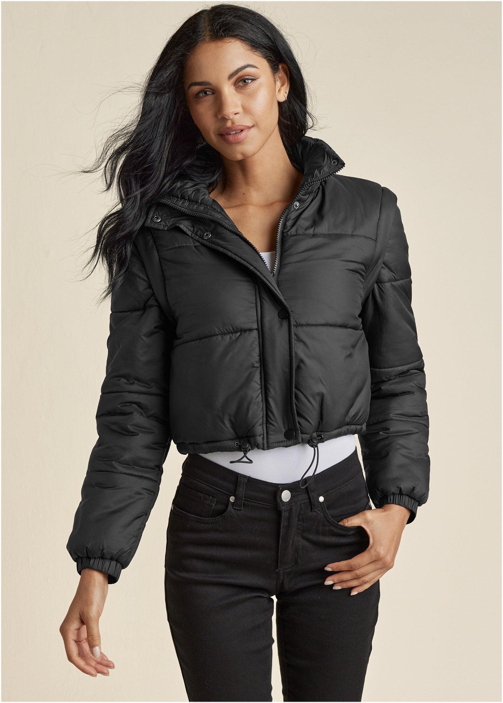 Convertible Puffer Coat - Black Product Image