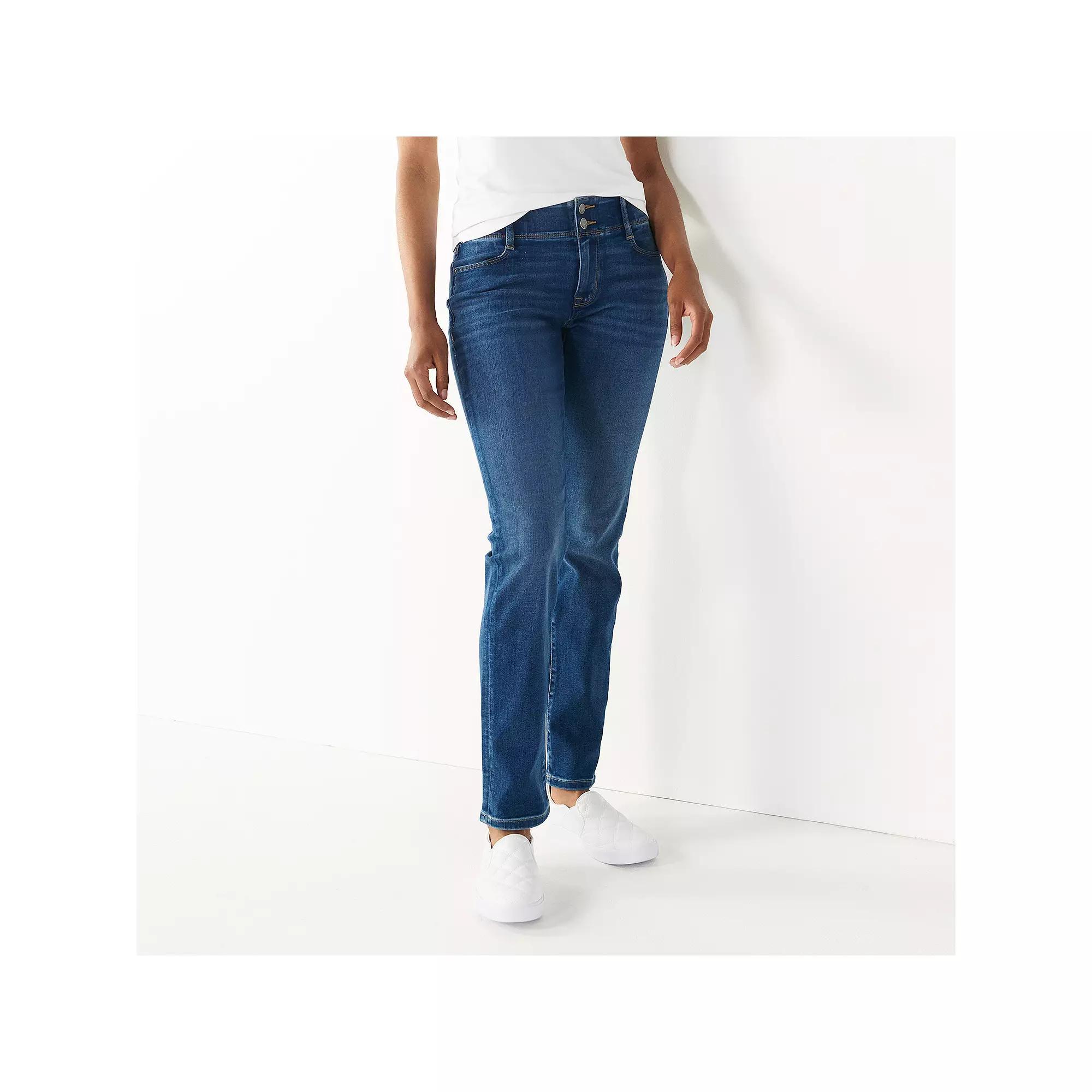 Women's Nine West Tummy-Control Slim Straight Jeans, Size: 2, Medium Blue Blast Product Image
