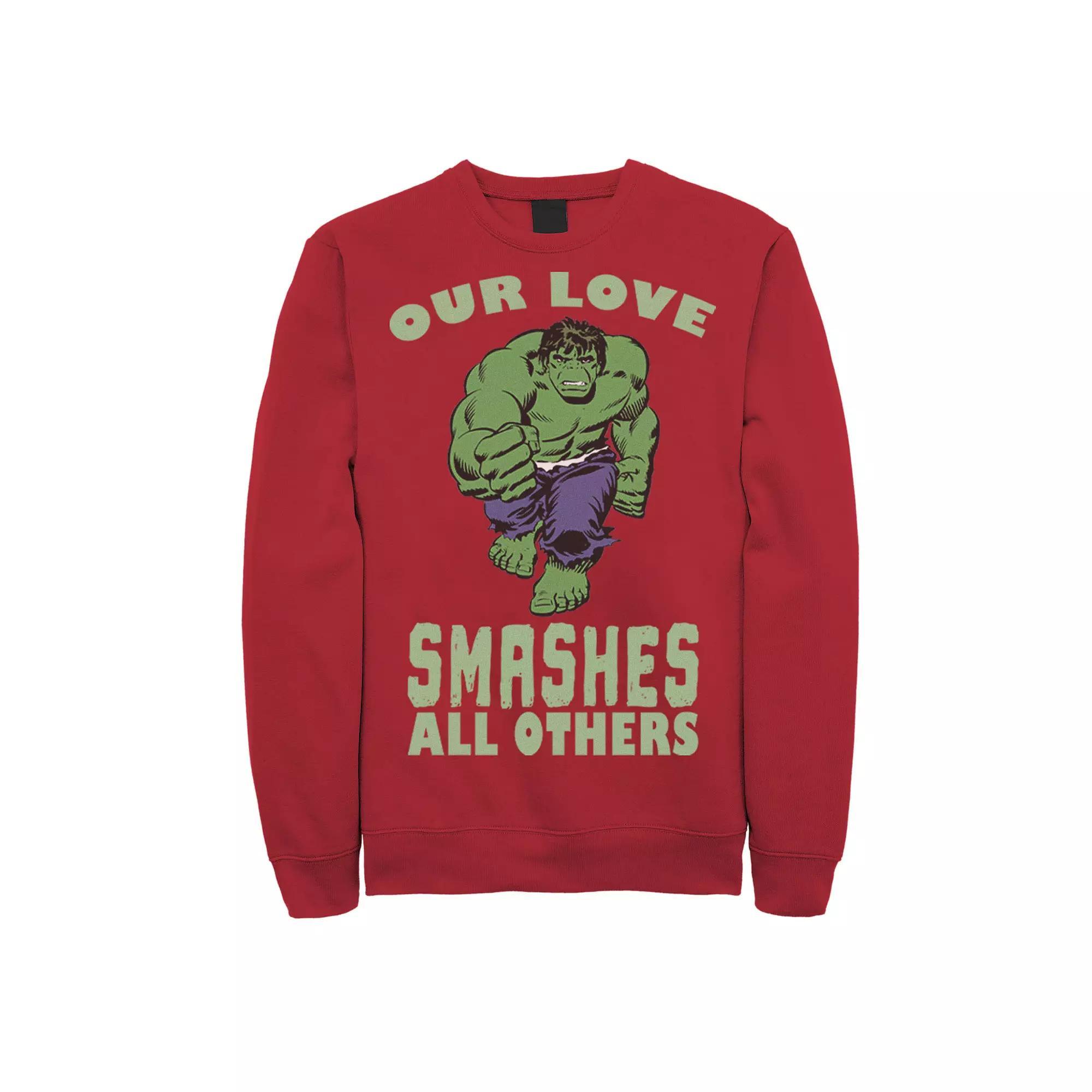 Men's Marvel Smashing Love Valentines Day Sweatshirt, Size: Large, Red Product Image