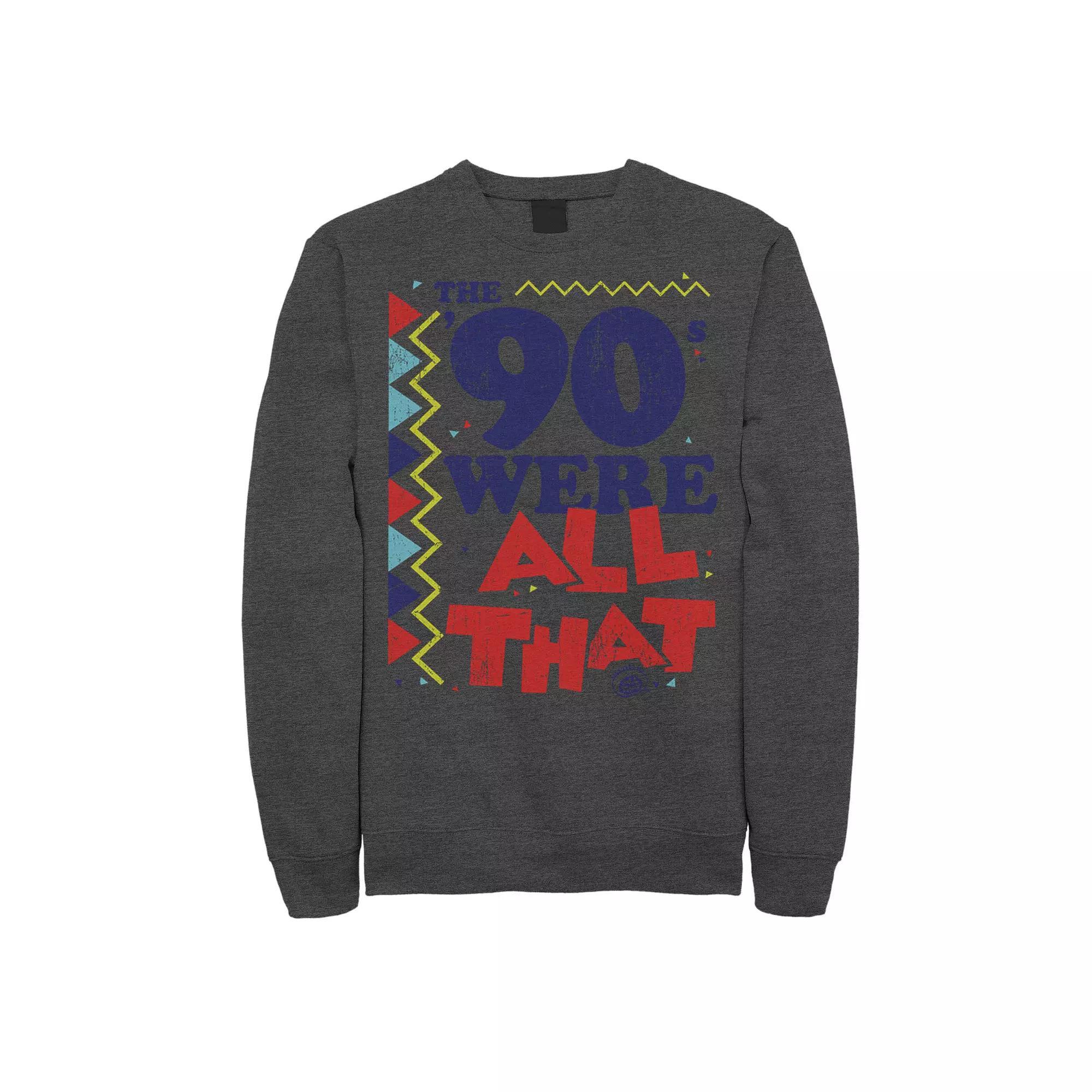 Men's Nickelodeon All That The Nineties Were Retro Poster Graphic Fleece Pullover, Size: Small, Grey Heather Product Image