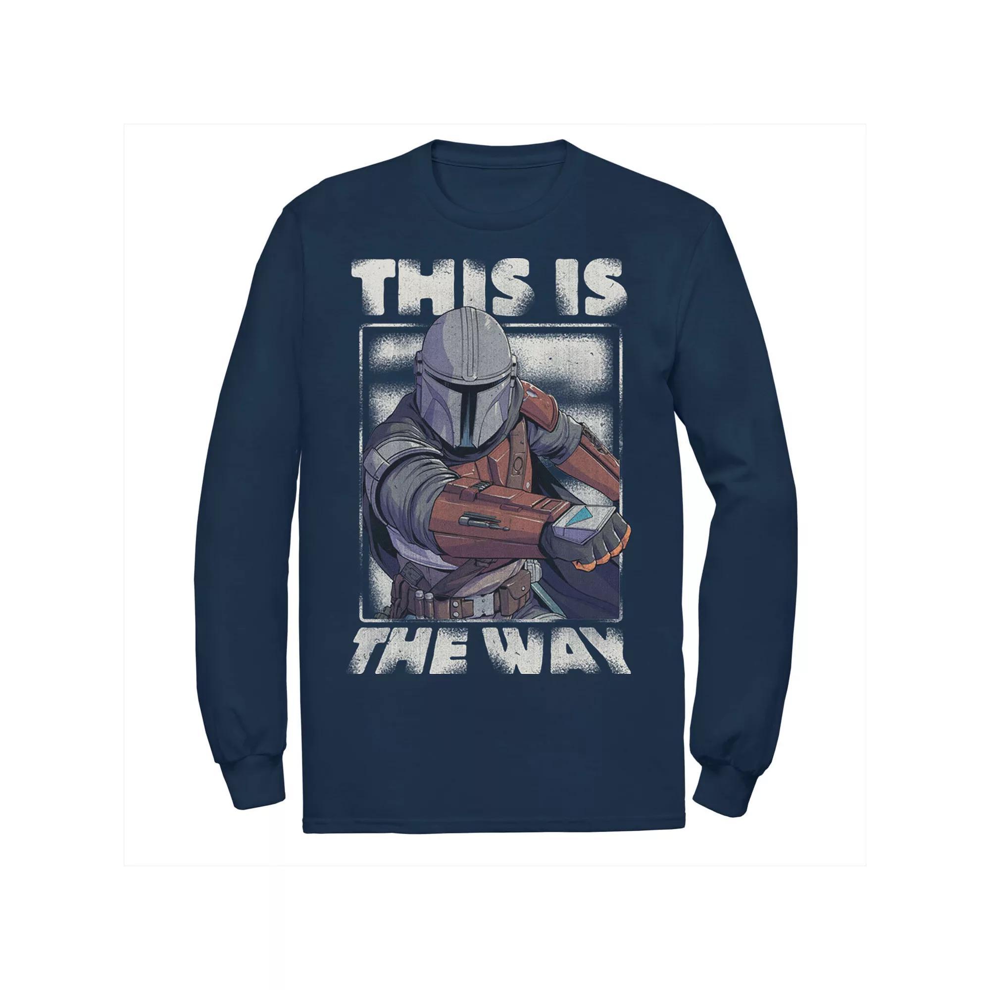 Men's Star Wars The Mandalorian This Is The Way Portrait Long Sleeve Graphic Tee, Size: Large, Blue Product Image
