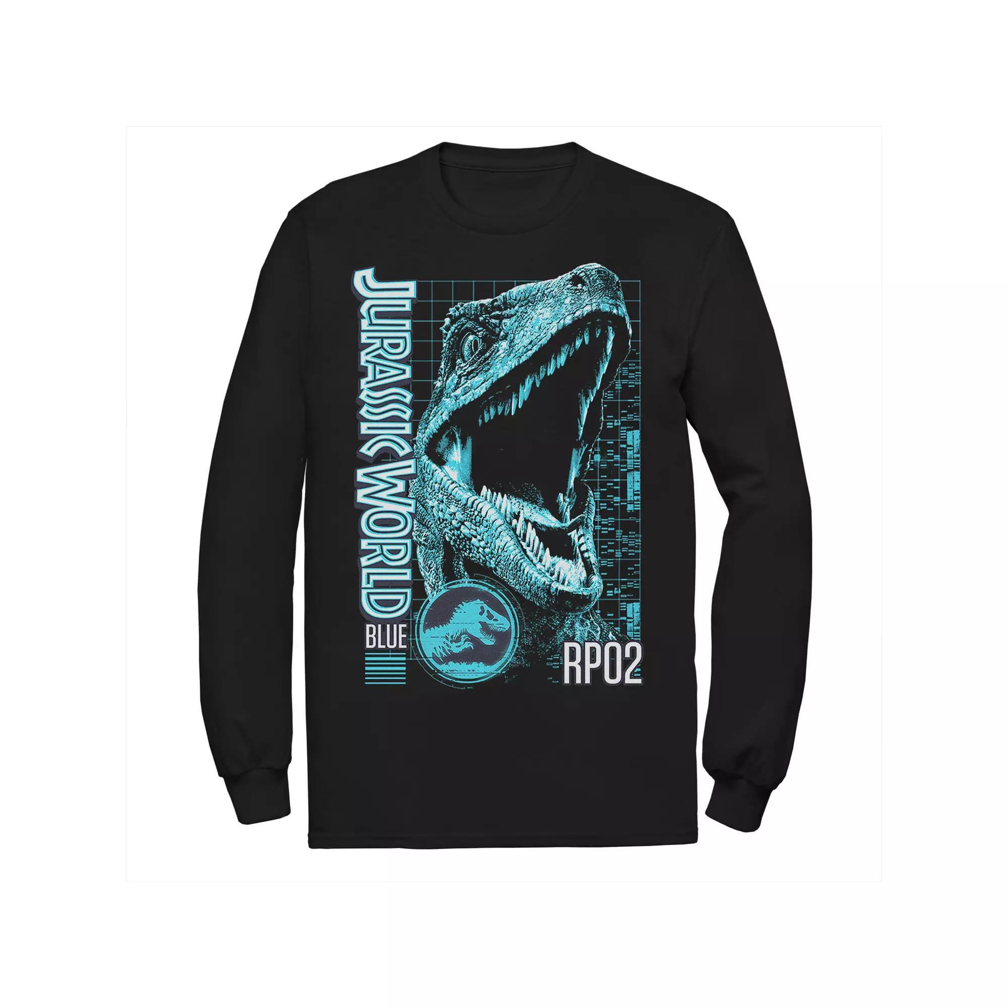 Men's Jurassic World Two Blue Face Tech Schematic Tee, Size: Medium, Black Product Image