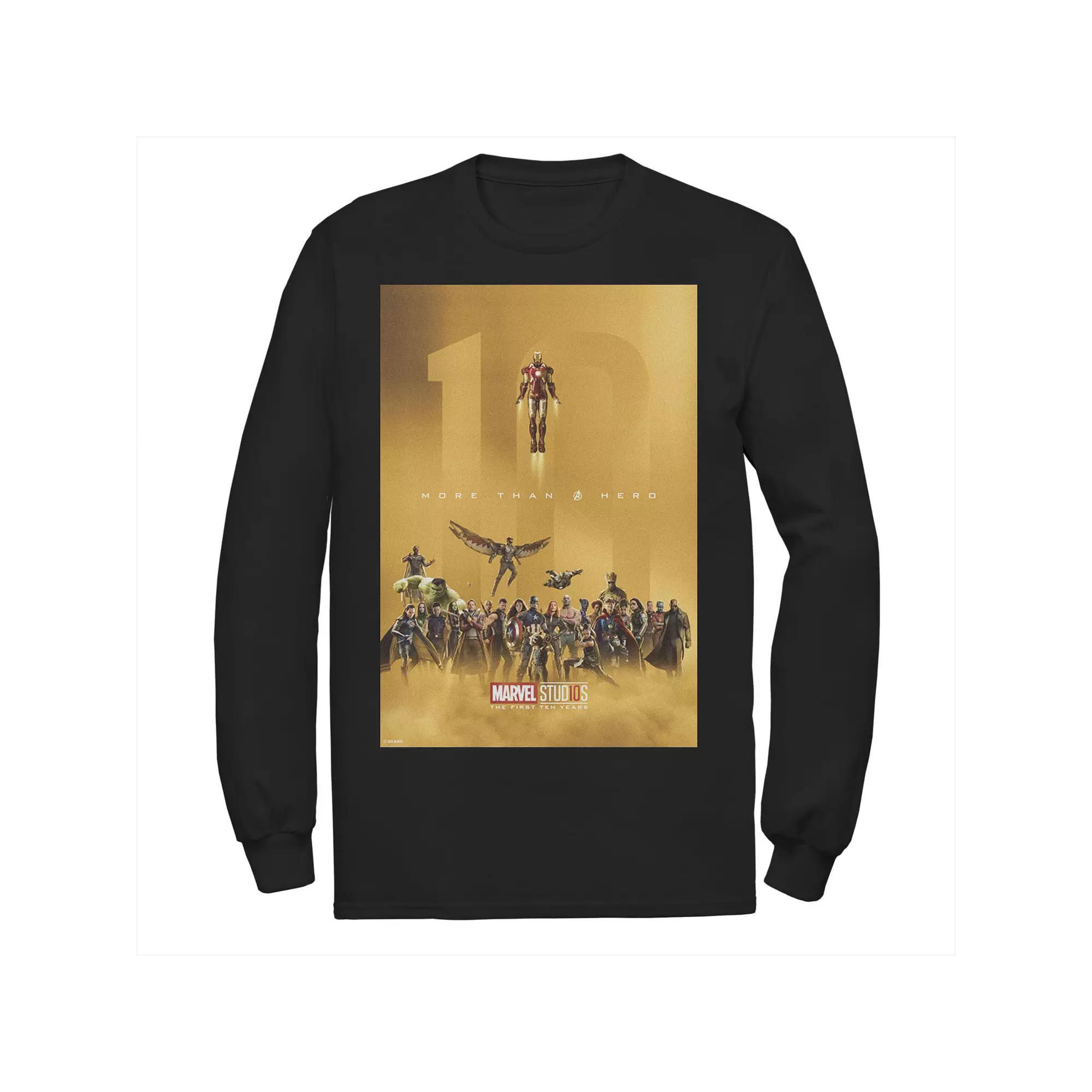 Men's Marvel Studios 10 Years of Heroes Poster Long Sleeve Graphic Tee, Size: Medium, Black Product Image