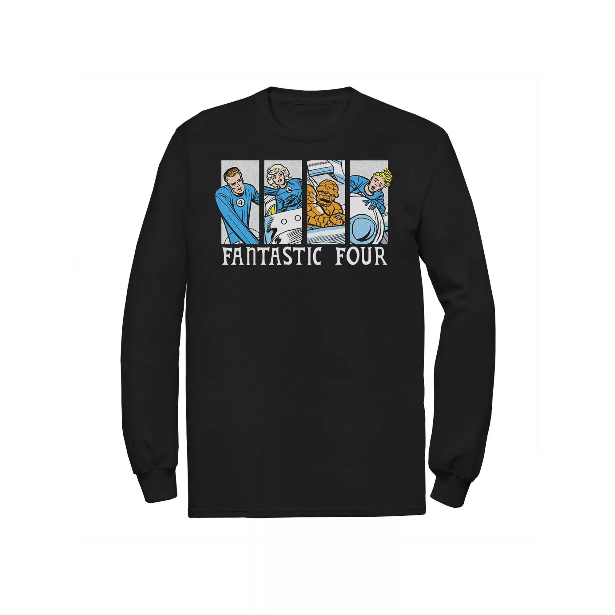 Men's Marvel Fantastic Four Group Shot Comic Themed Panels Tee, Size: Large, Black Product Image