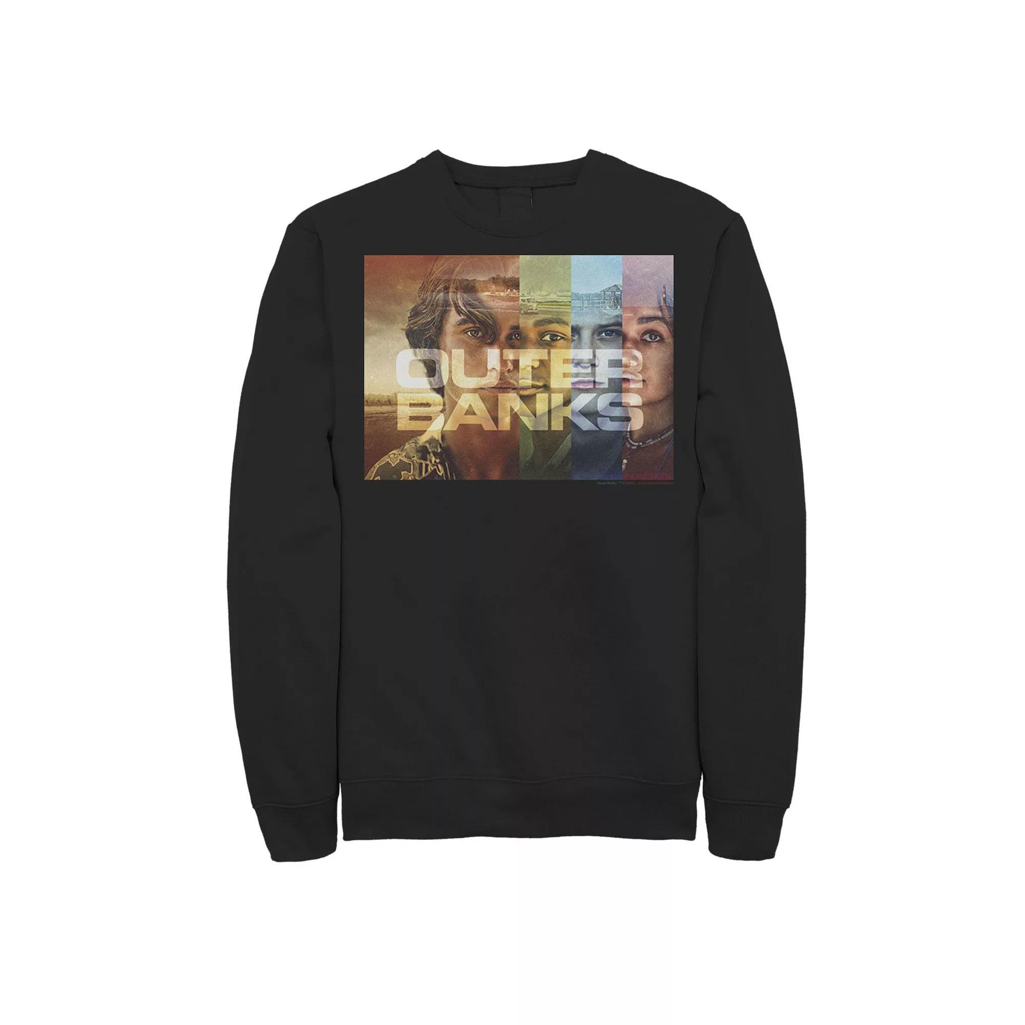 Men's Outer Banks Character Panels Poster Sweatshirt, Size: Large, Black Product Image