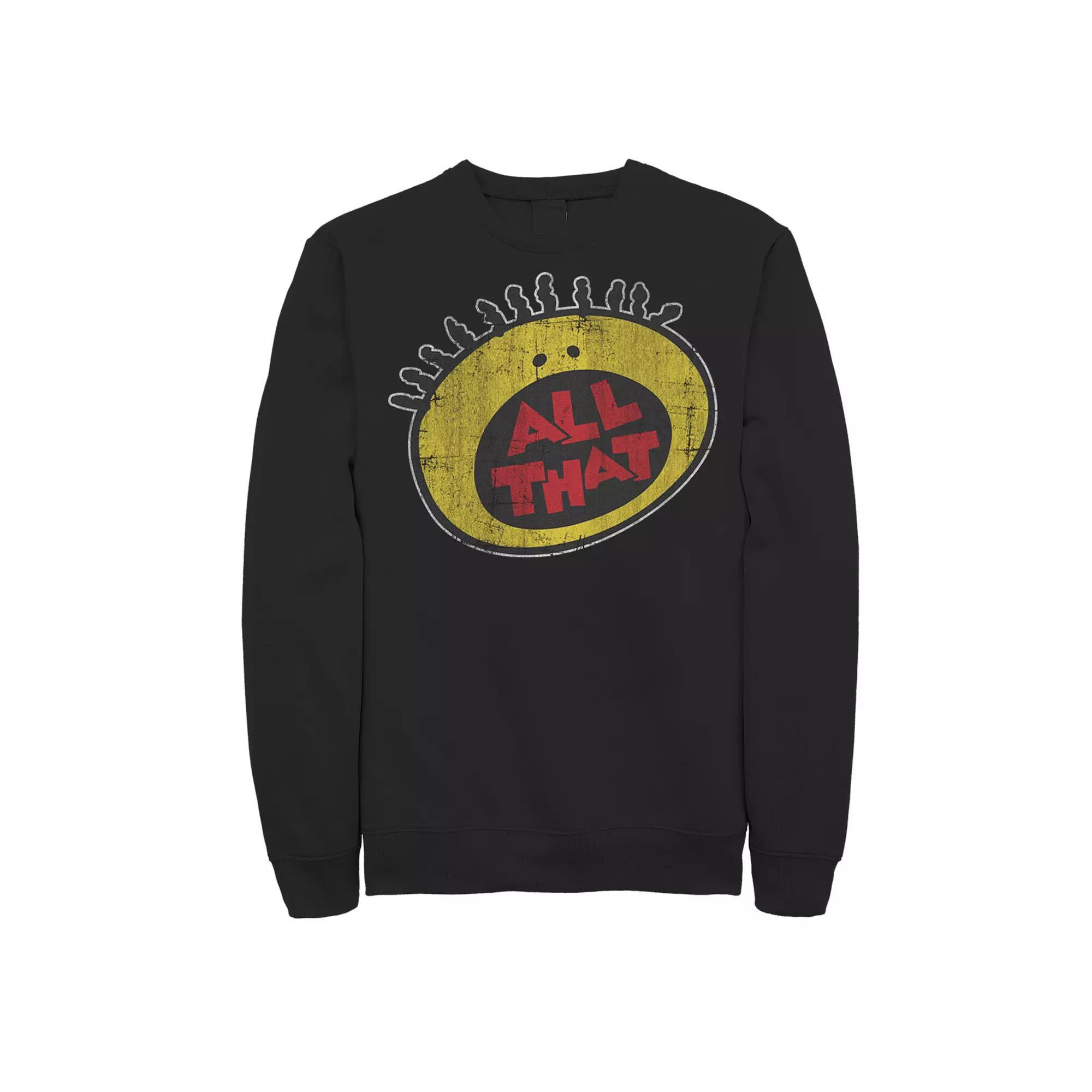 Men's Nickelodeon All That Classic Vintage Face Logo Title Graphic Fleece Pullover, Size: XXL, Black Product Image