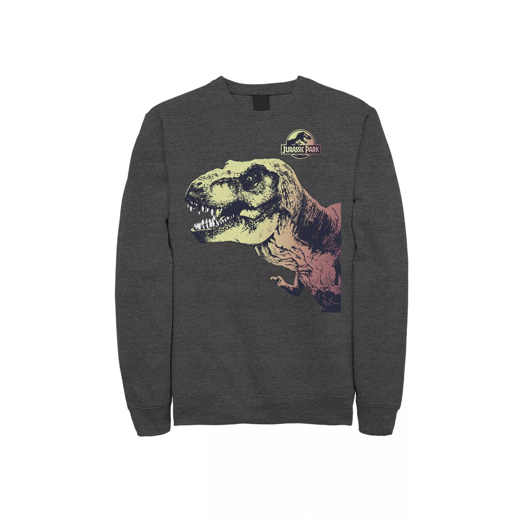 Men's Jurassic Park T-Rex Sunset Color Fil In Sweatshirt, Size: XXL, Grey Heather Product Image