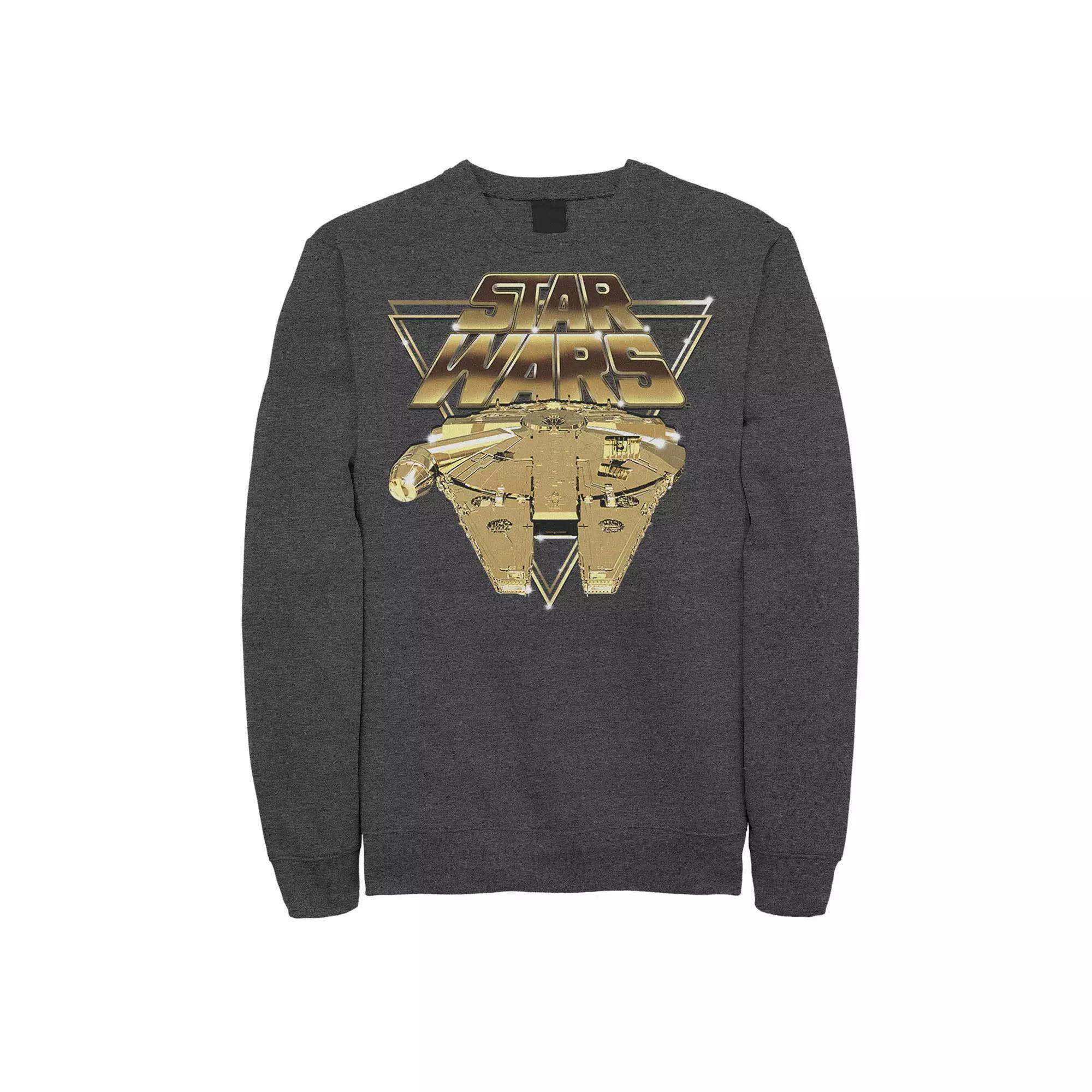 Men's Star Wars Last Jedi Platinum Falcon Slant Logo Sweatshirt, Size: XXL, Grey Heather Product Image
