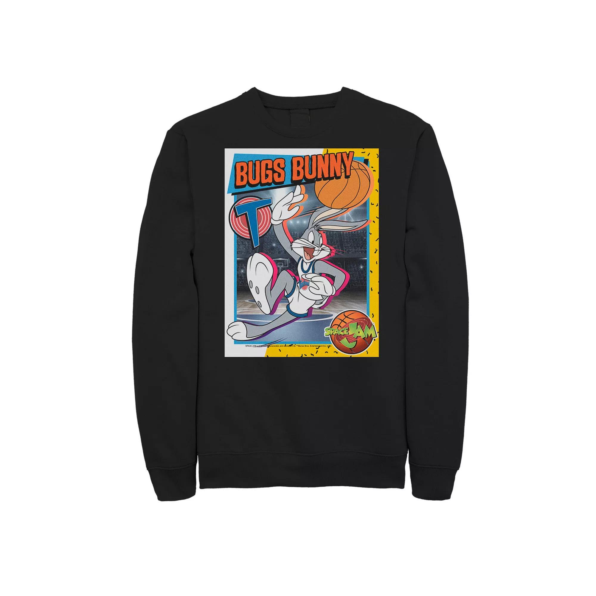 Men's Looney Tunes Space Jam Bugs Bunny Trading Card Sweatshirt, Size: Large, Black Product Image