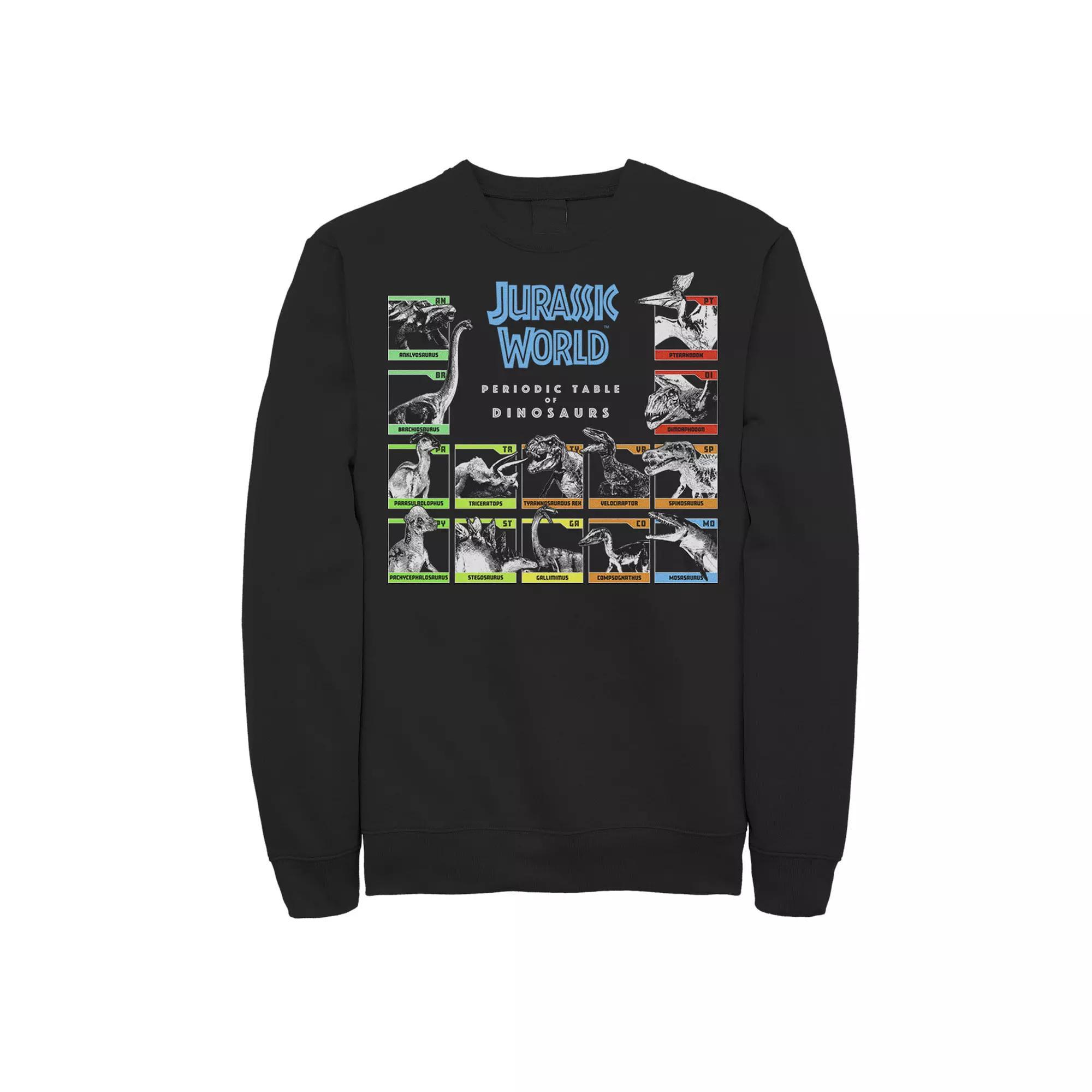 Men's Jurassic World Periodic Table of Dinosaurs Fleece, Size: Small, Black Product Image