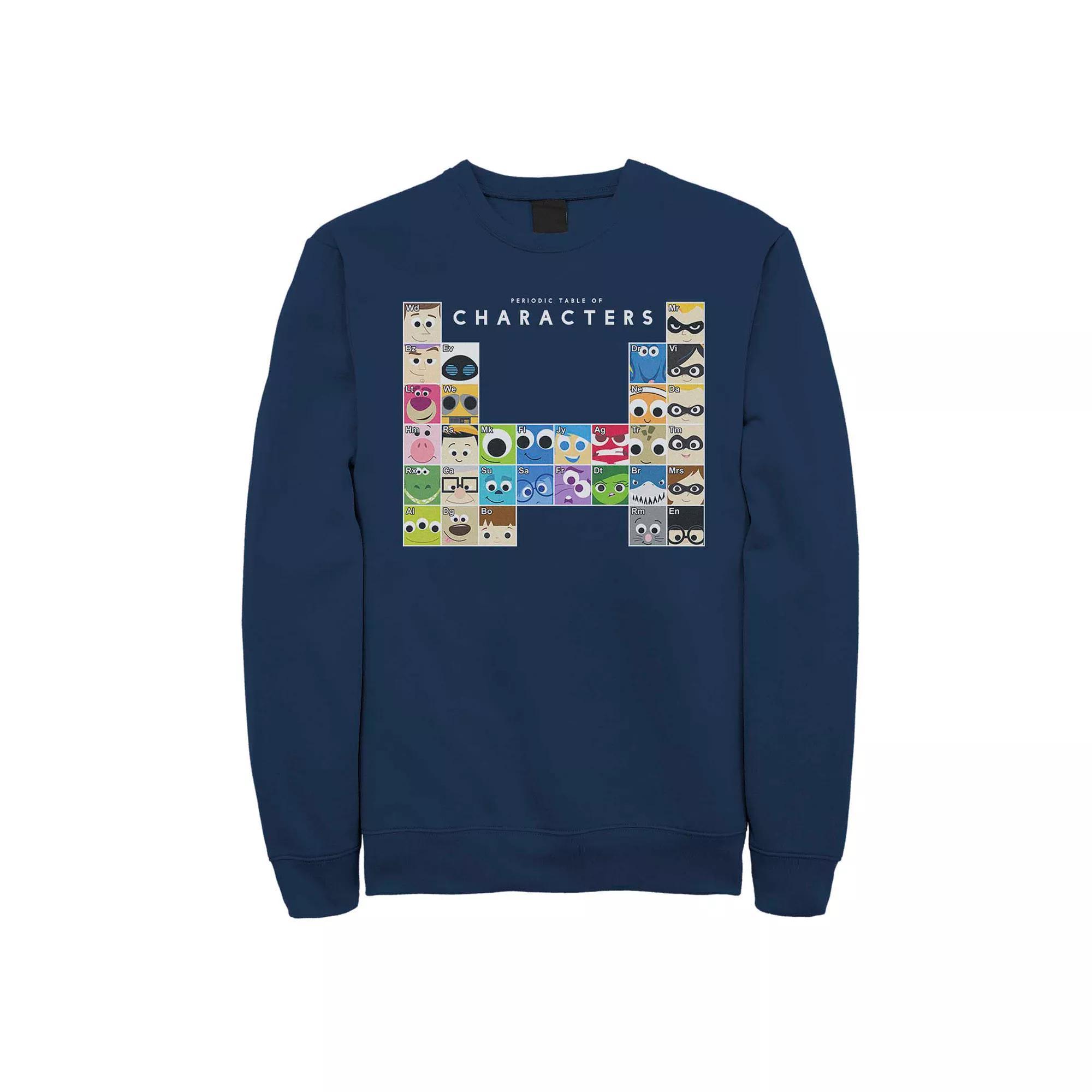 Men's Disney Pixar Periodic Table Of Characters Fleece Sweater, Size: Small, Blue Product Image