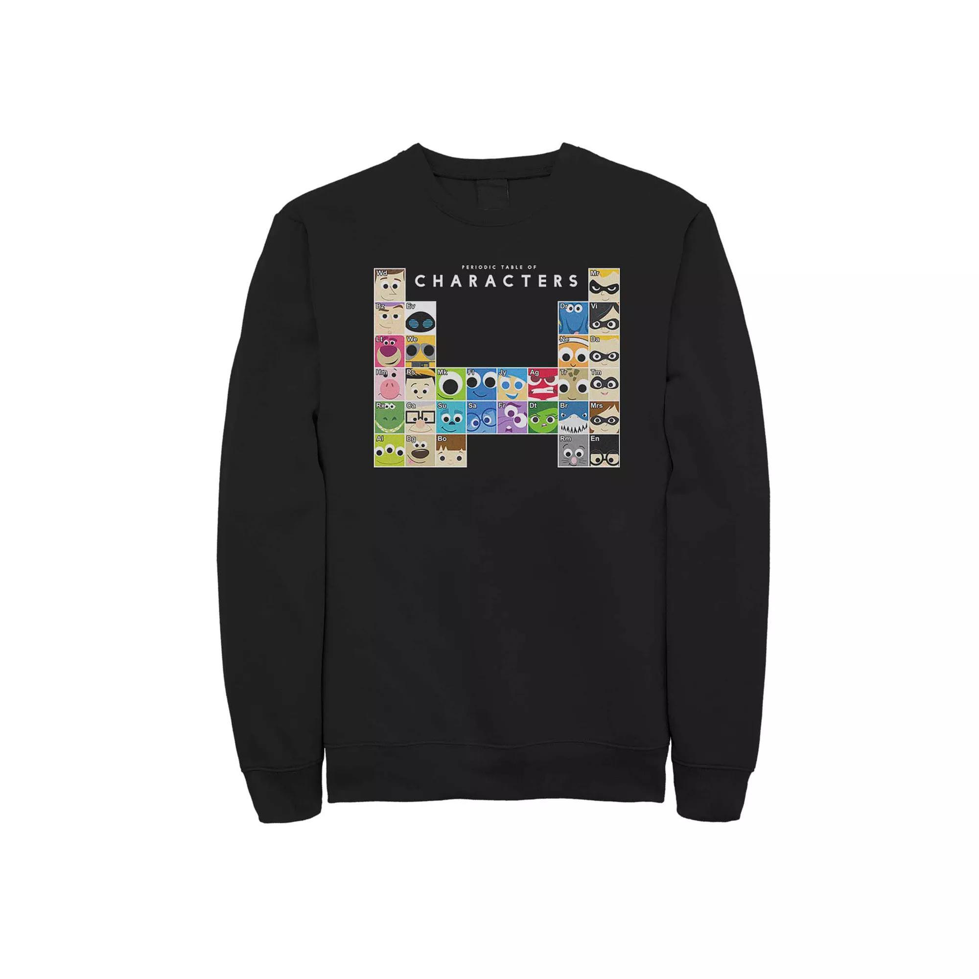 Men's Disney Pixar Periodic Table Of Characters Fleece Sweater, Size: Medium, Black Product Image