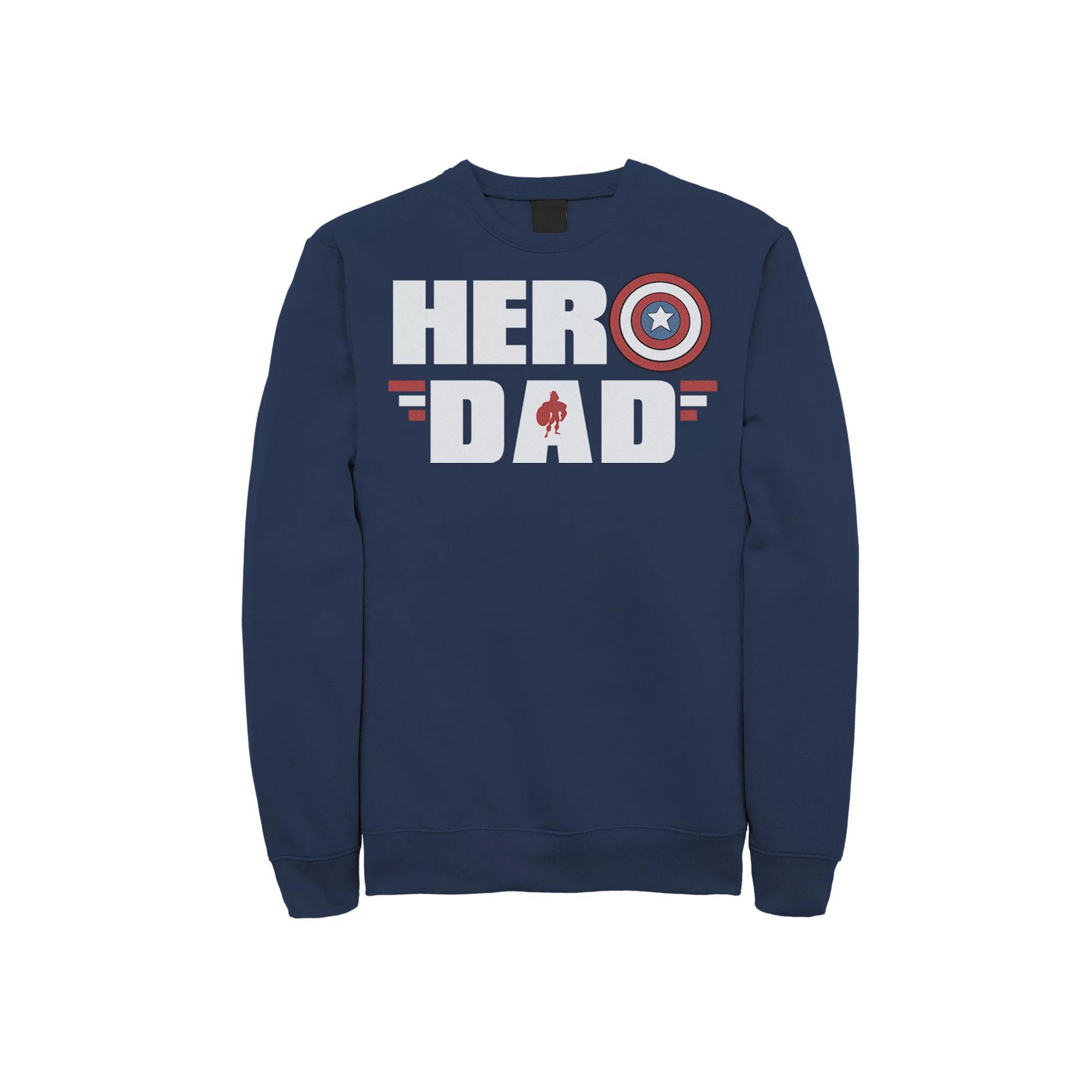 Men's Marvel Father's Day Captain America Shield Hero Dad Logo Sweatshirt, Size: Small, Blue Product Image