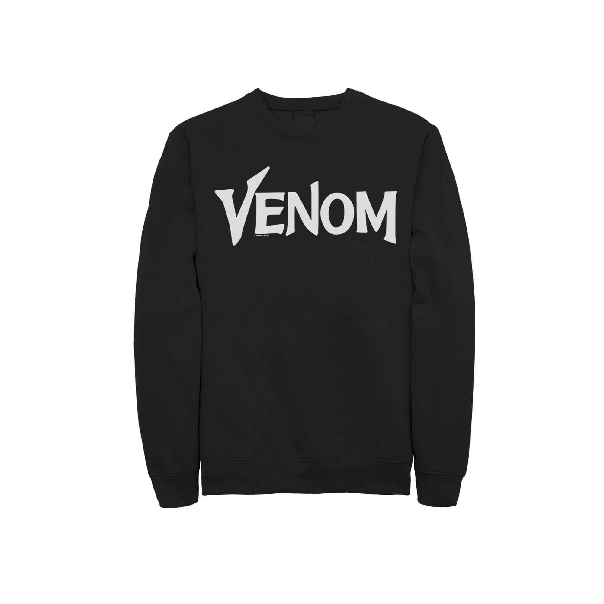 Men's Marvel Venom Logo White Simple Text Graphic Fleece Pullover, Size: XL, Black Product Image
