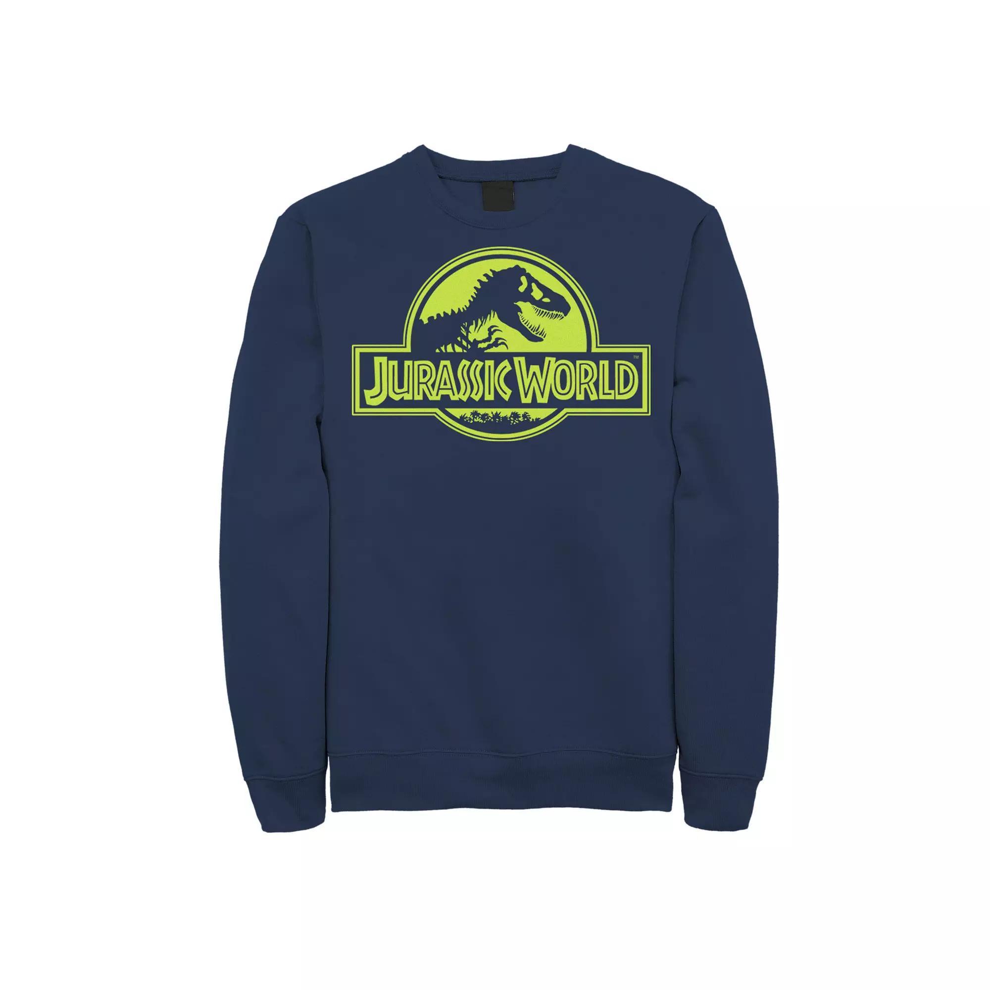 Men's Jurassic World Neon Green Classic Logo Fleece Graphic Pullover, Size: XL, Black Product Image