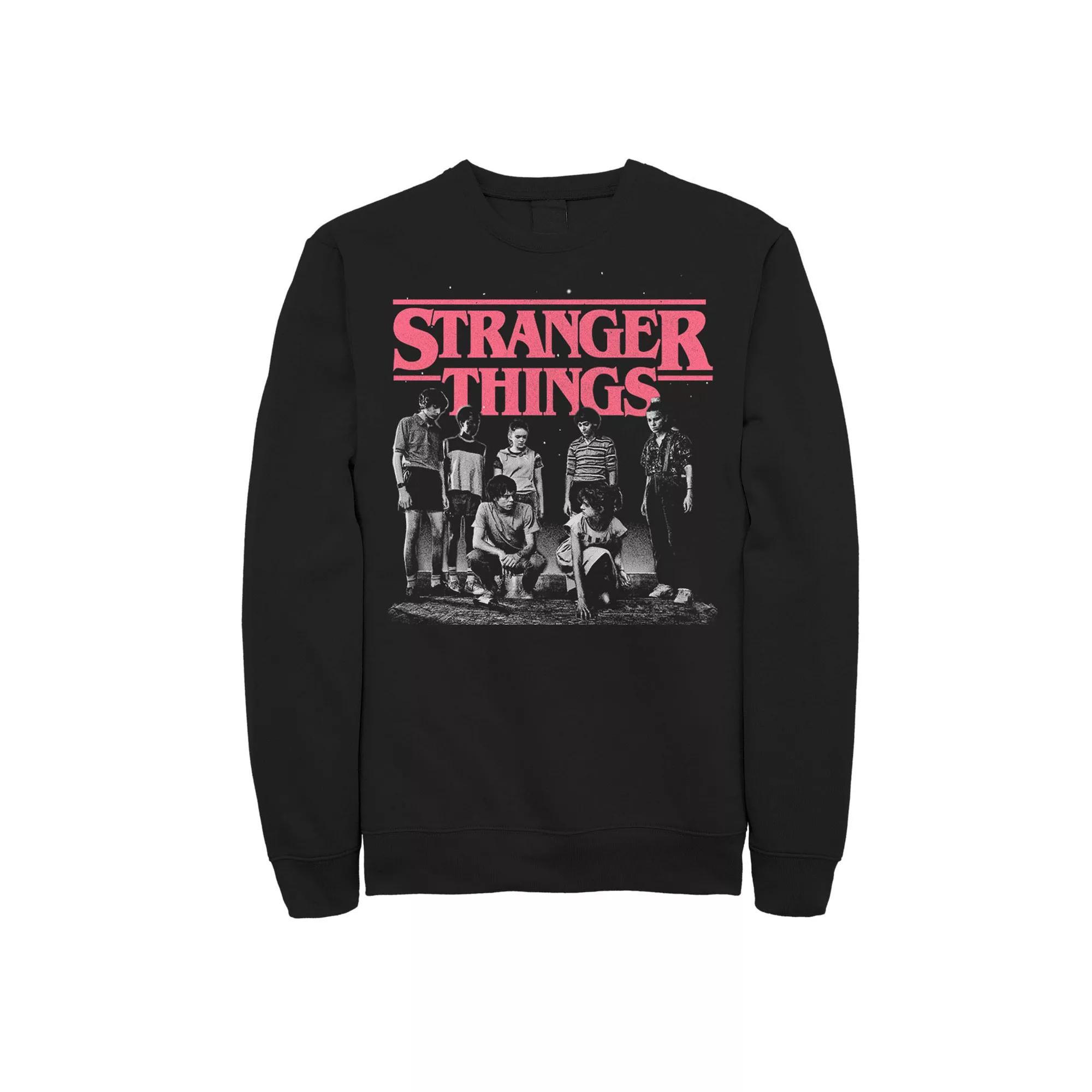 Men's Stranger Things Faded Cast Poster Sweatshirt, Size: 3XL, Black Product Image