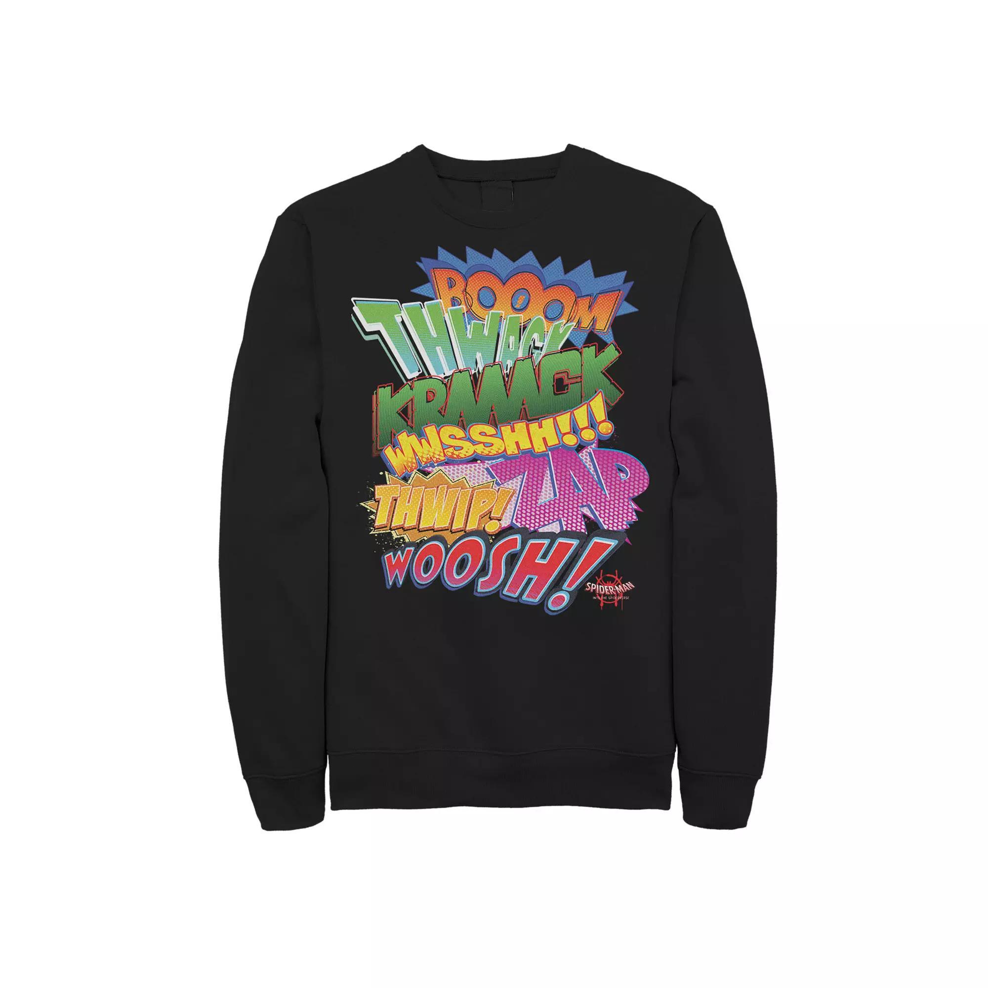 Mens Marvel Spider-Man Spiderverse Sound Effects Graphic Fleece Pullover Product Image