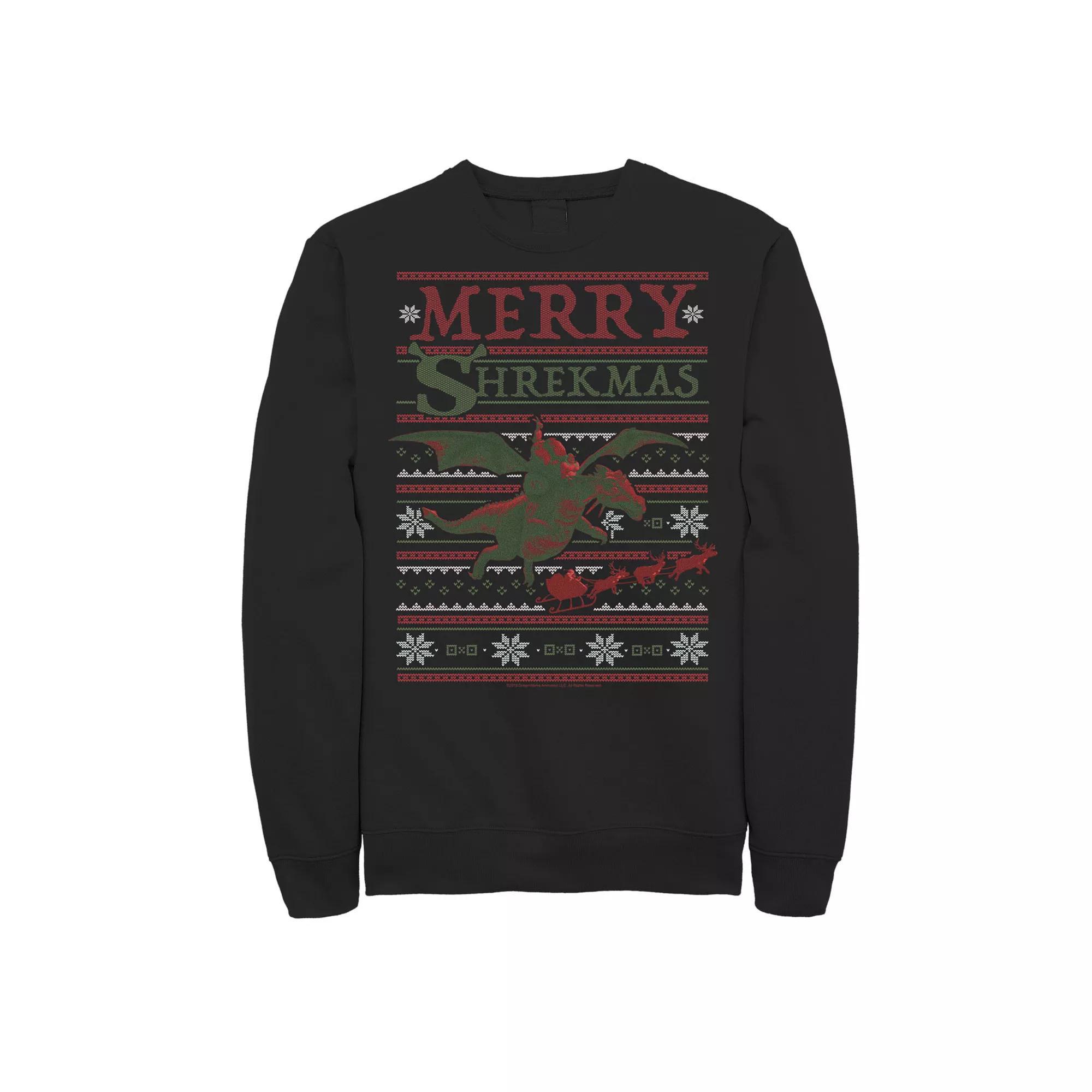 Men's Shrek Merry Shrekmas Sweatshirt, Size: XXL, Black Product Image